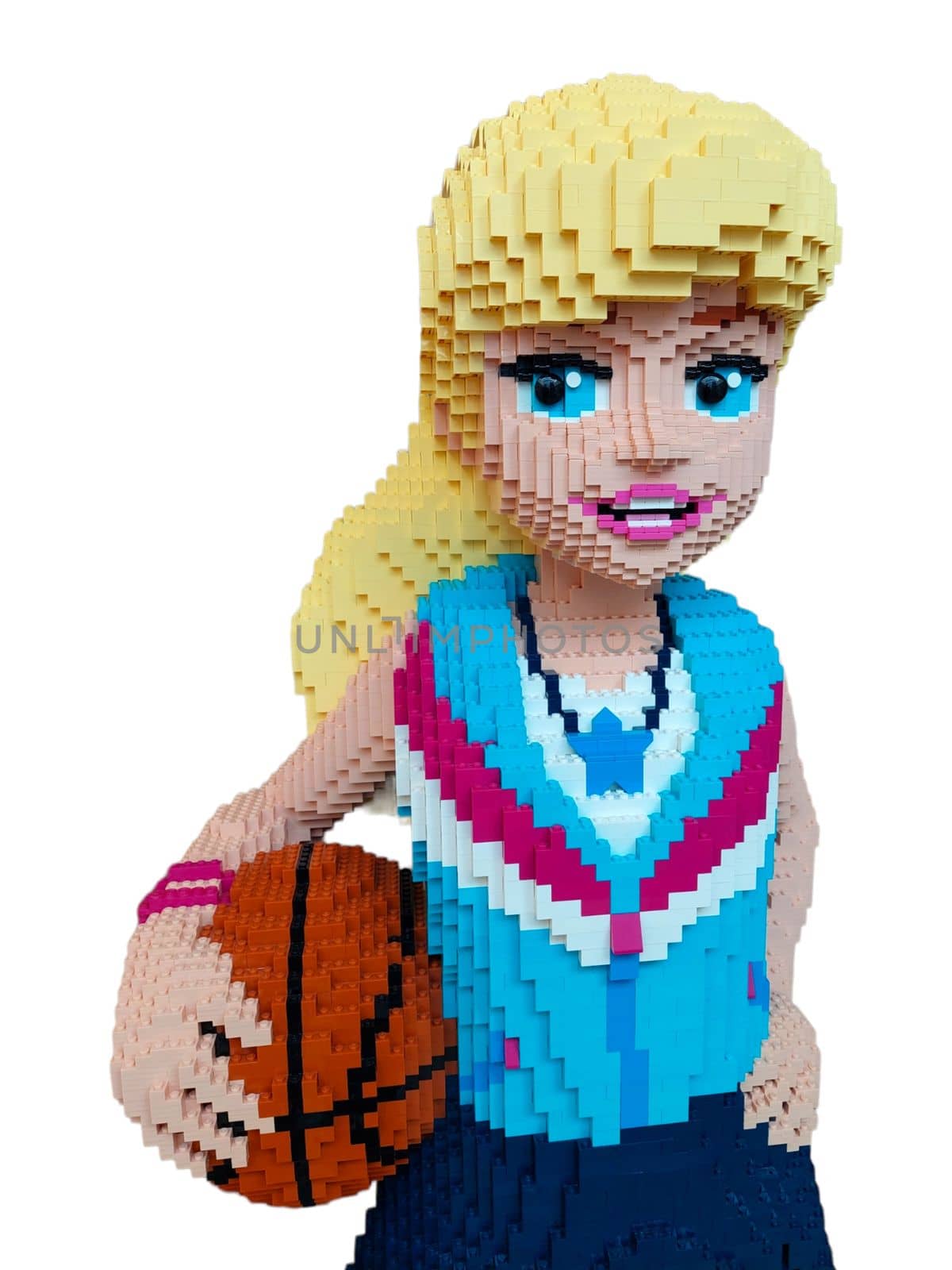 Budapest, Hungary - 12 Nov 2022 : Handball girl made of Lego elements. by gallofoto