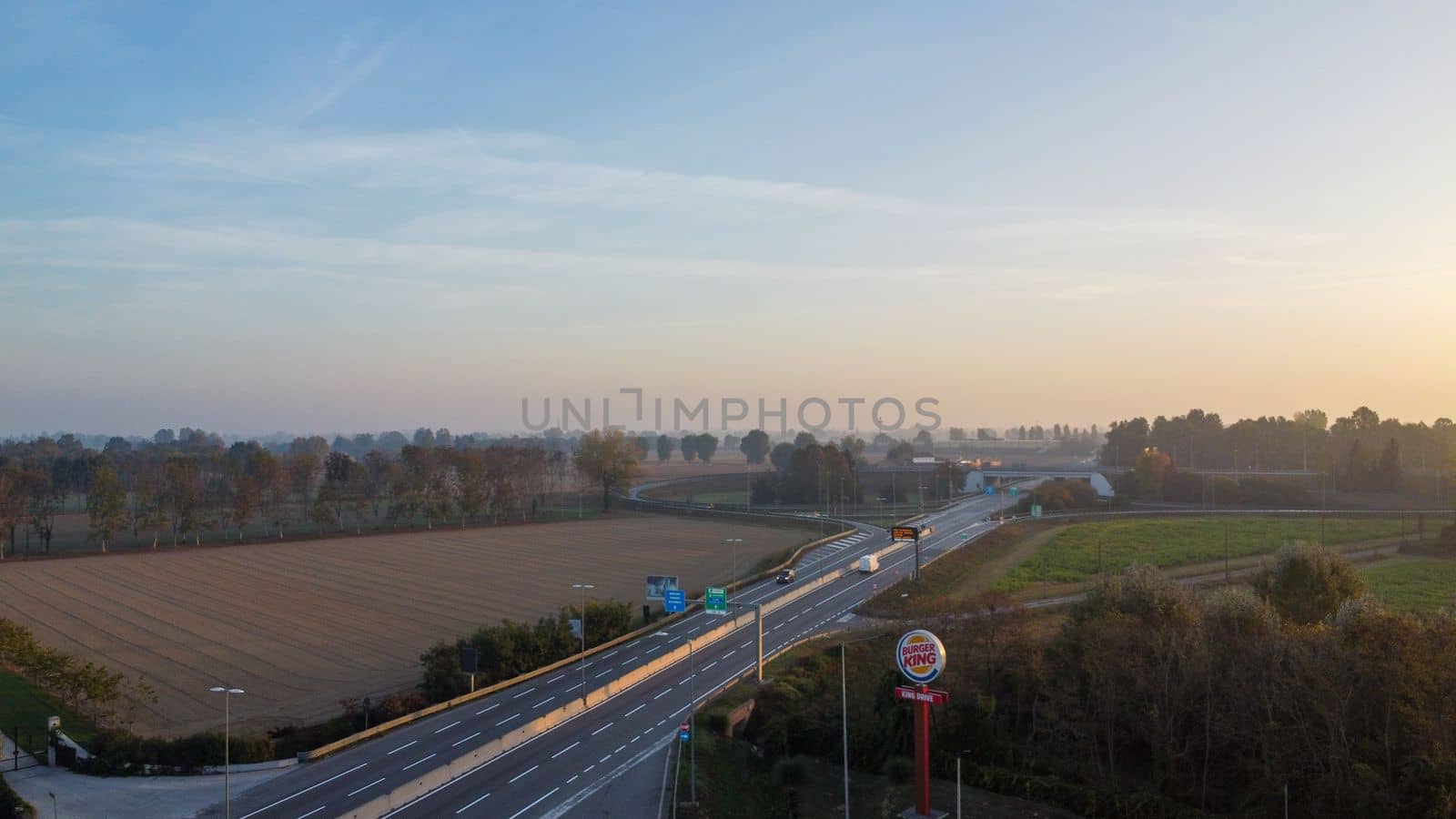 aerial view of a burger king restaurant tall roadside tall signage