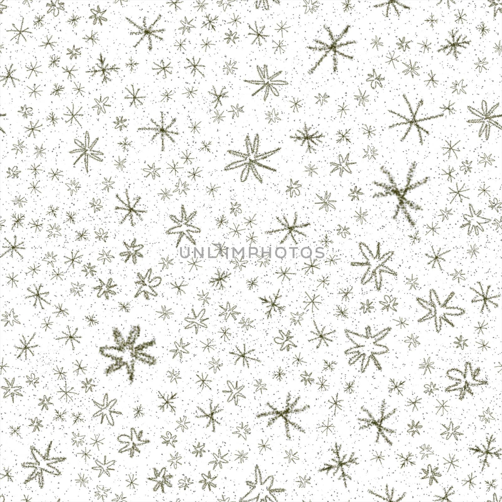 Hand Drawn Snowflakes Christmas Seamless Pattern. Subtle Flying Snow Flakes on chalk snowflakes Background. Amusing chalk handdrawn snow overlay. Glamorous holiday season decoration.