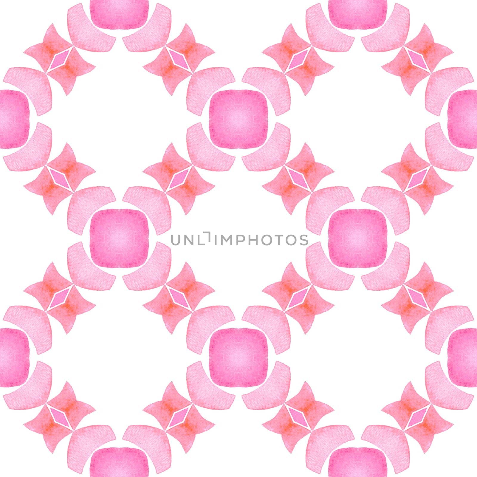 Watercolor medallion seamless border. Orange dazzling boho chic summer design. Textile ready fresh print, swimwear fabric, wallpaper, wrapping. Medallion seamless pattern.