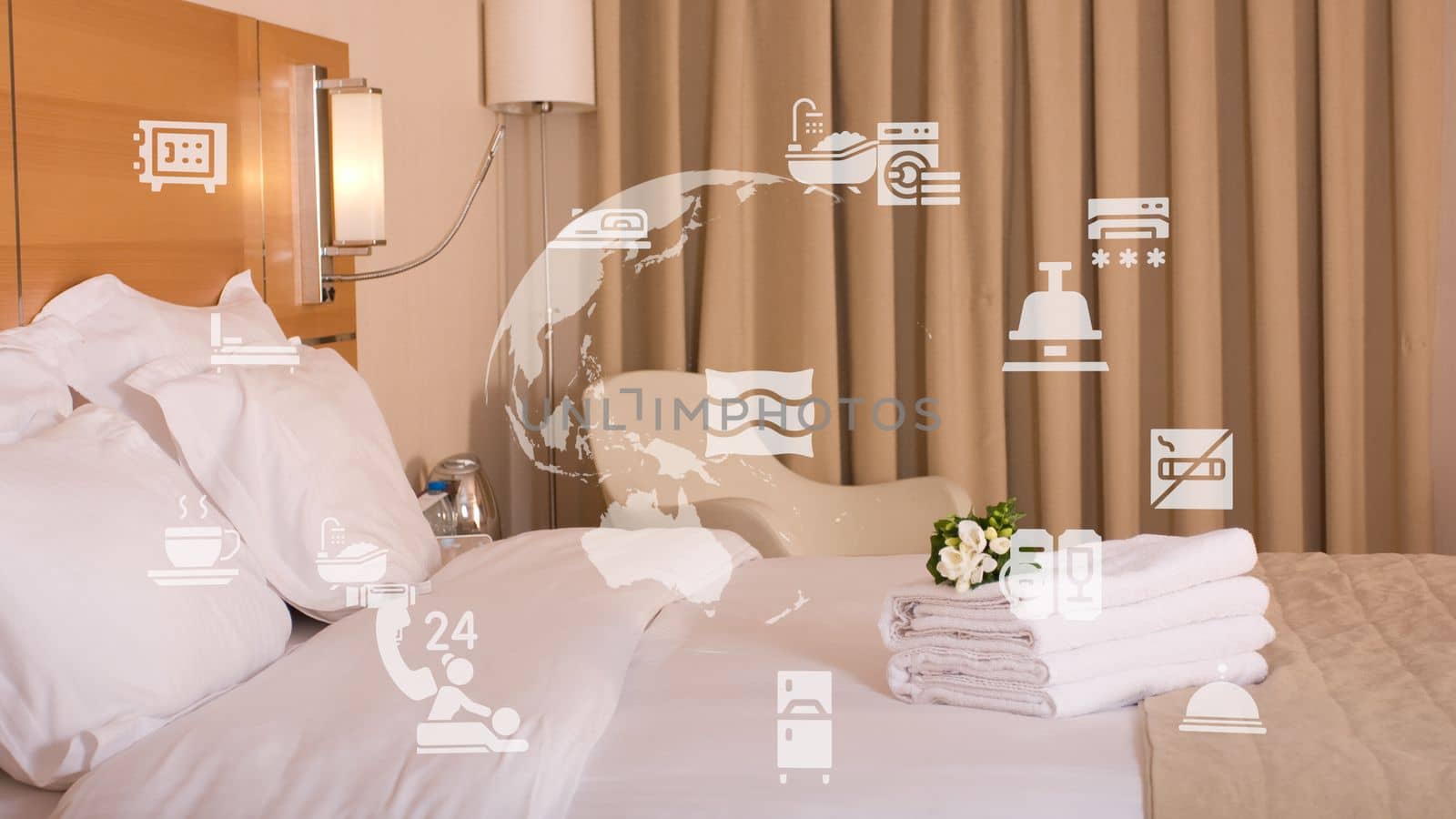 King sized bed in a luxury hotel room by senkaya