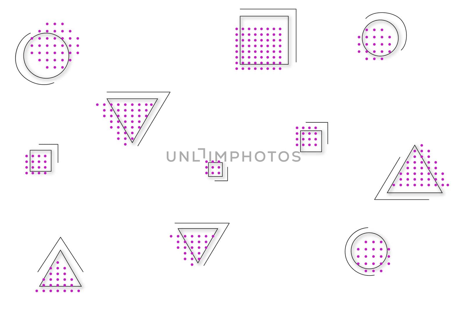 Vintage Memphis pattern. Seamless wallpaper background, fabrics in a fashionable style. The pattern of the oriental composition is a geometric pattern with doodles drawn.