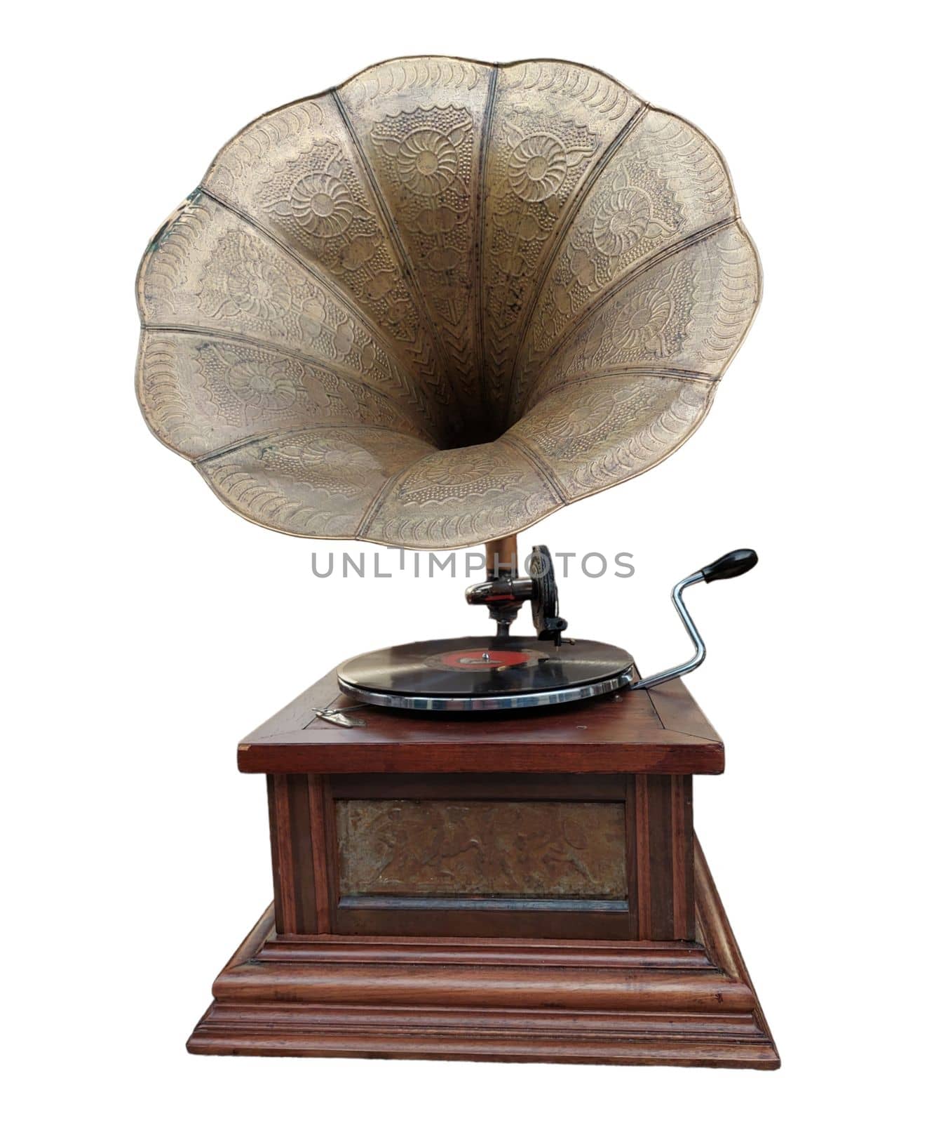 old retro worn gramophone isolated on white background.. High quality photo