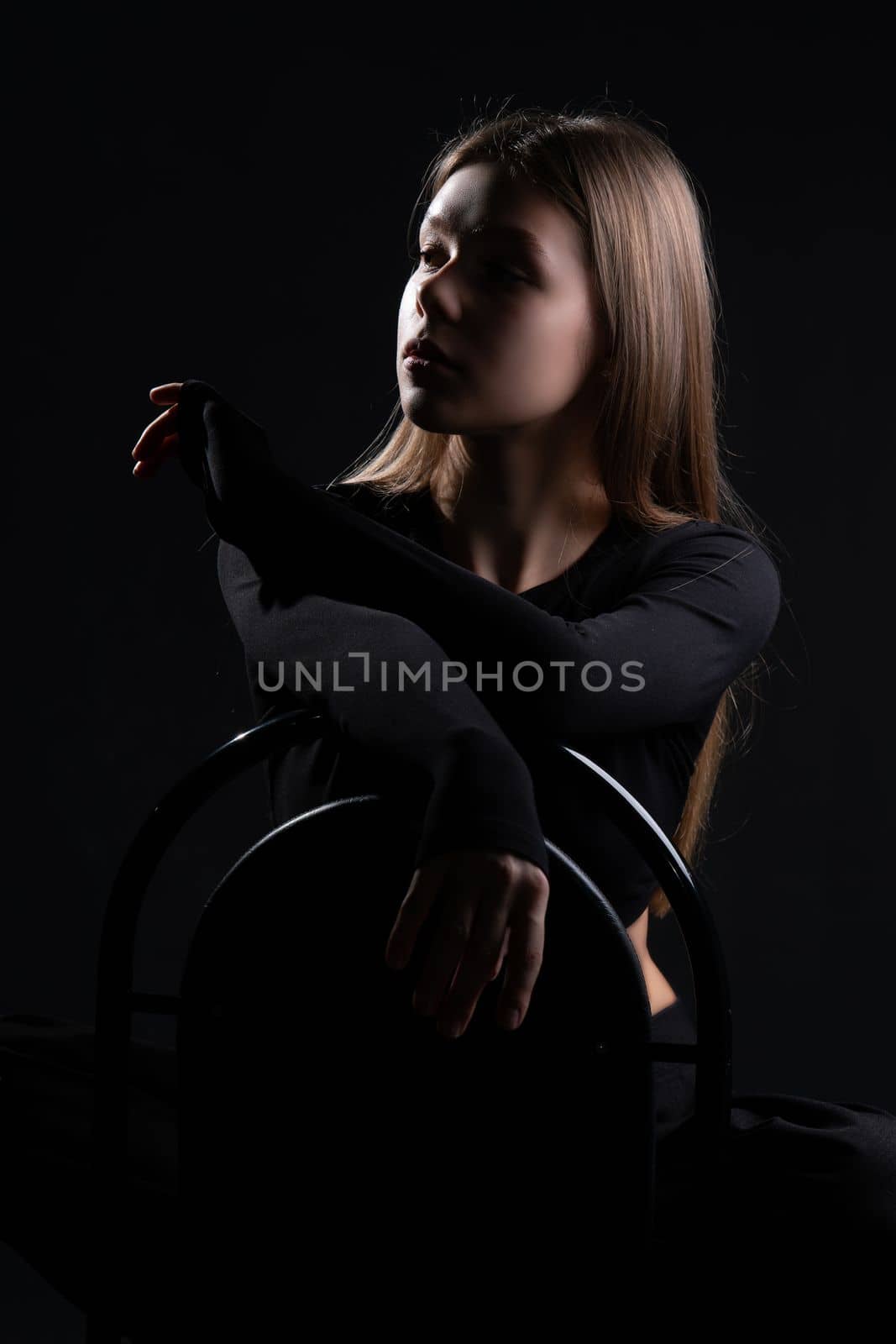 background beautiful black style young model female chair studio barefoot girl woman beauty