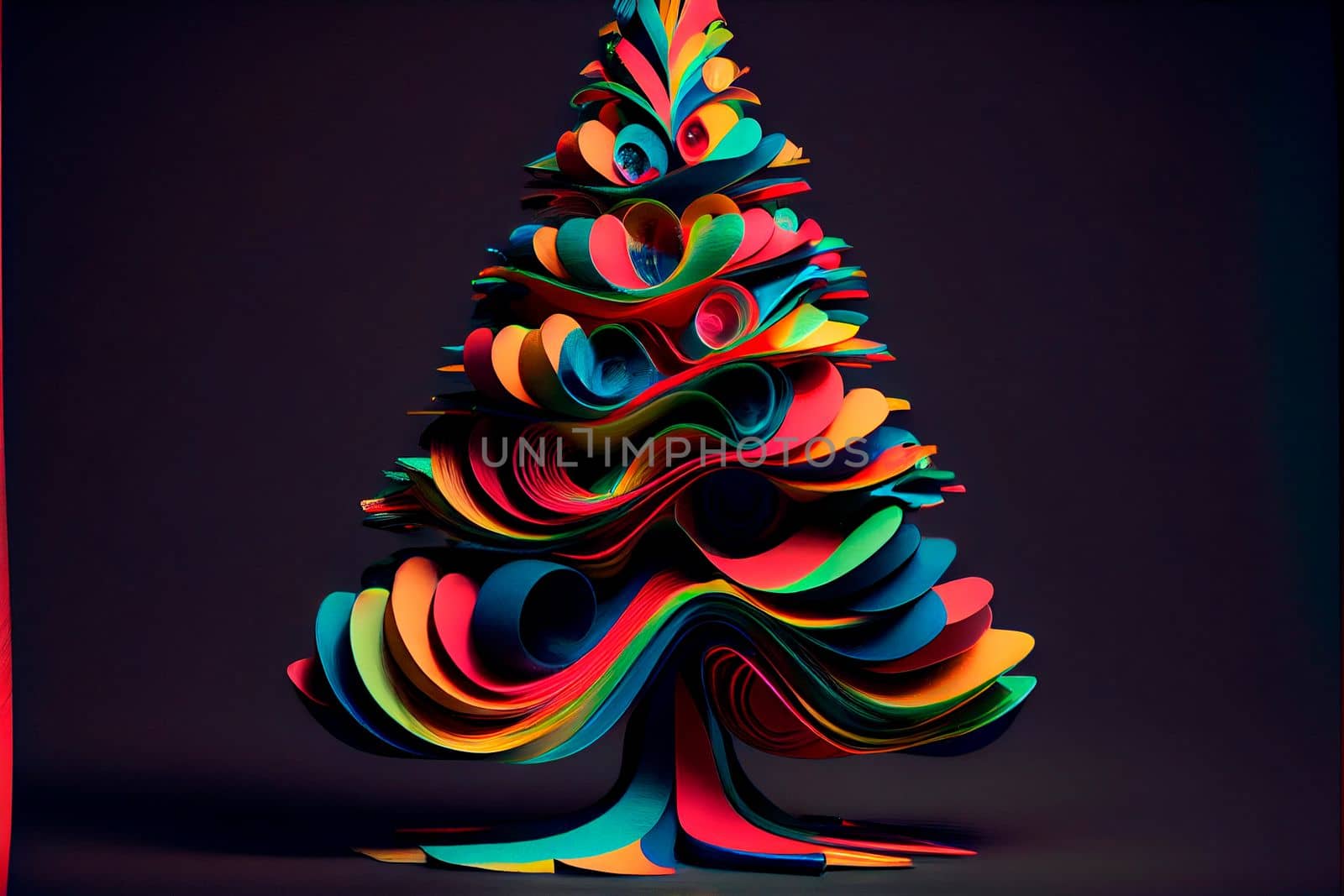 Colored Christmas trees made of plasticine, art. High quality illustration