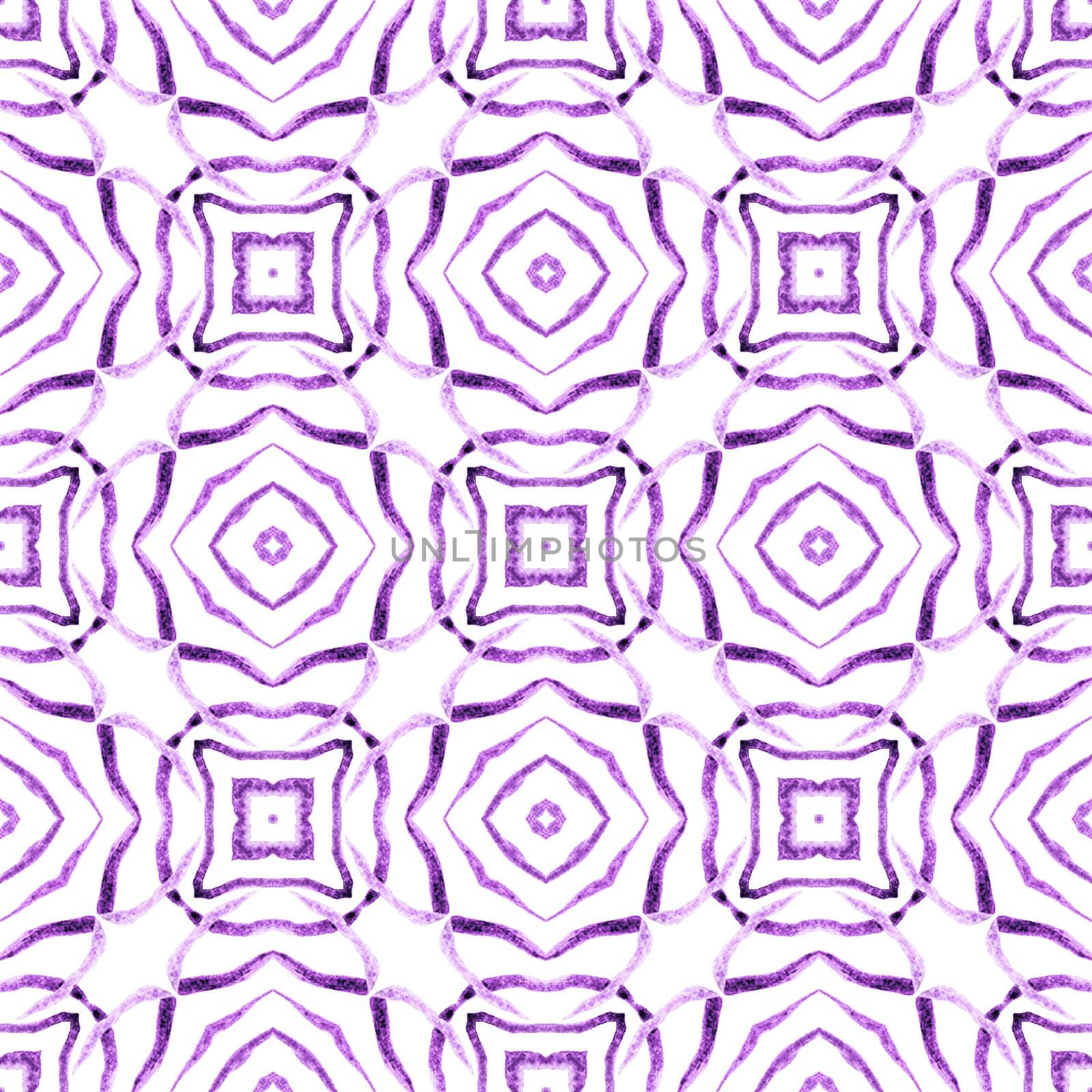 Watercolor summer ethnic border pattern. Purple by beginagain