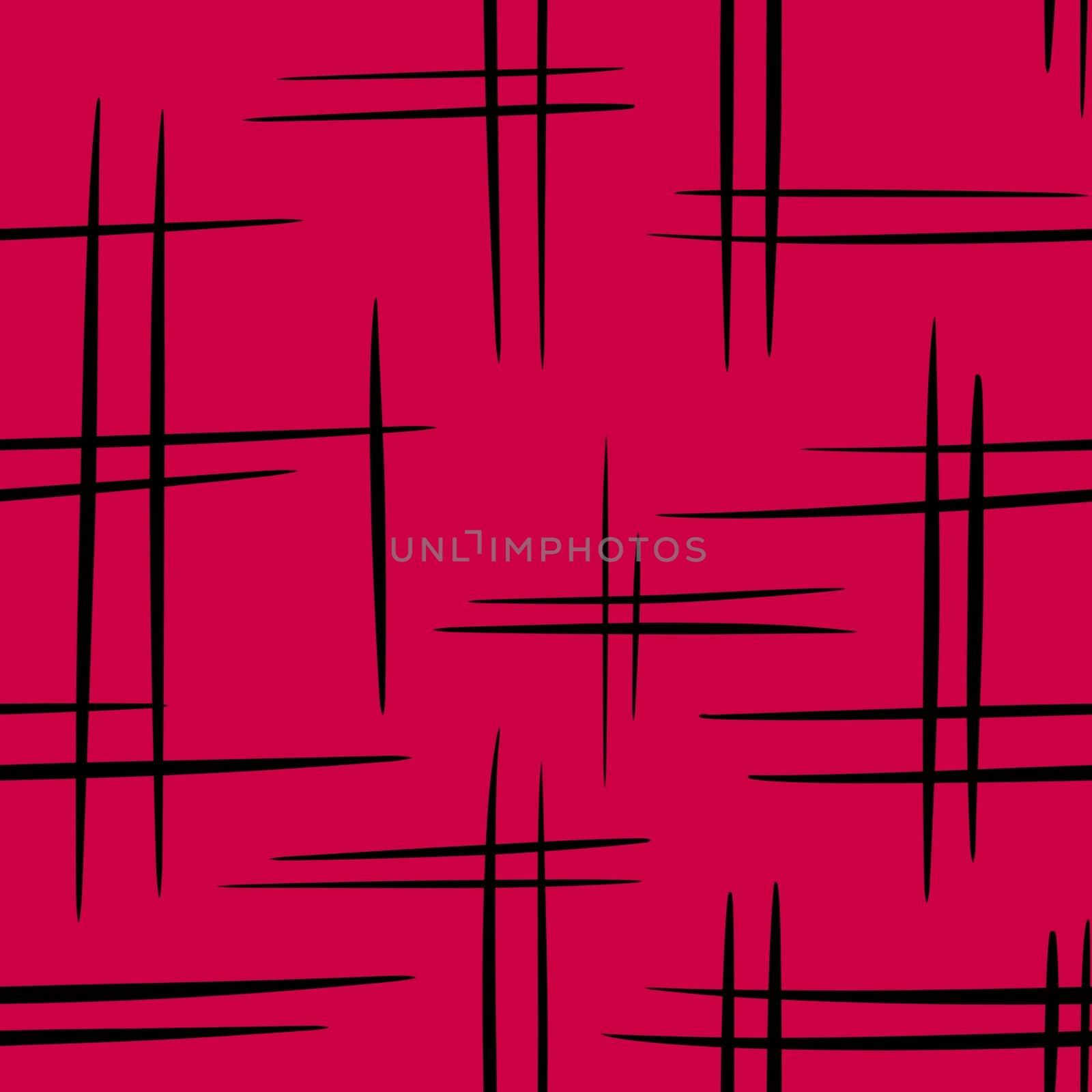 Hand drawn seamless pattern of color 2023 magenta abstract geometric background. Red purple with black line doodle stripe curves, minimalist trendy design for fabric print wrapping paper, stylish modern art. by Lagmar