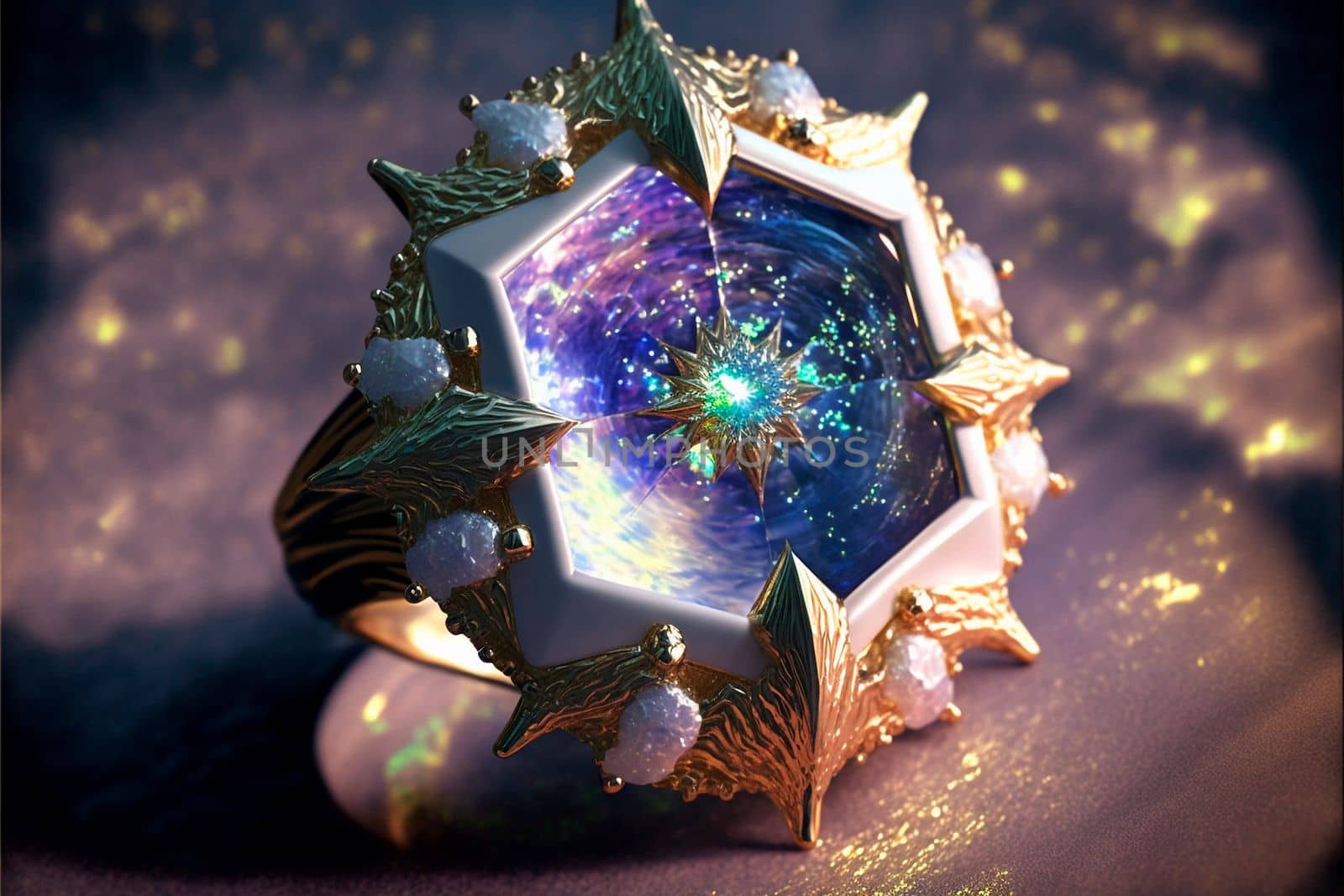 Beautiful ice ring with a crystal inside. High quality illustration