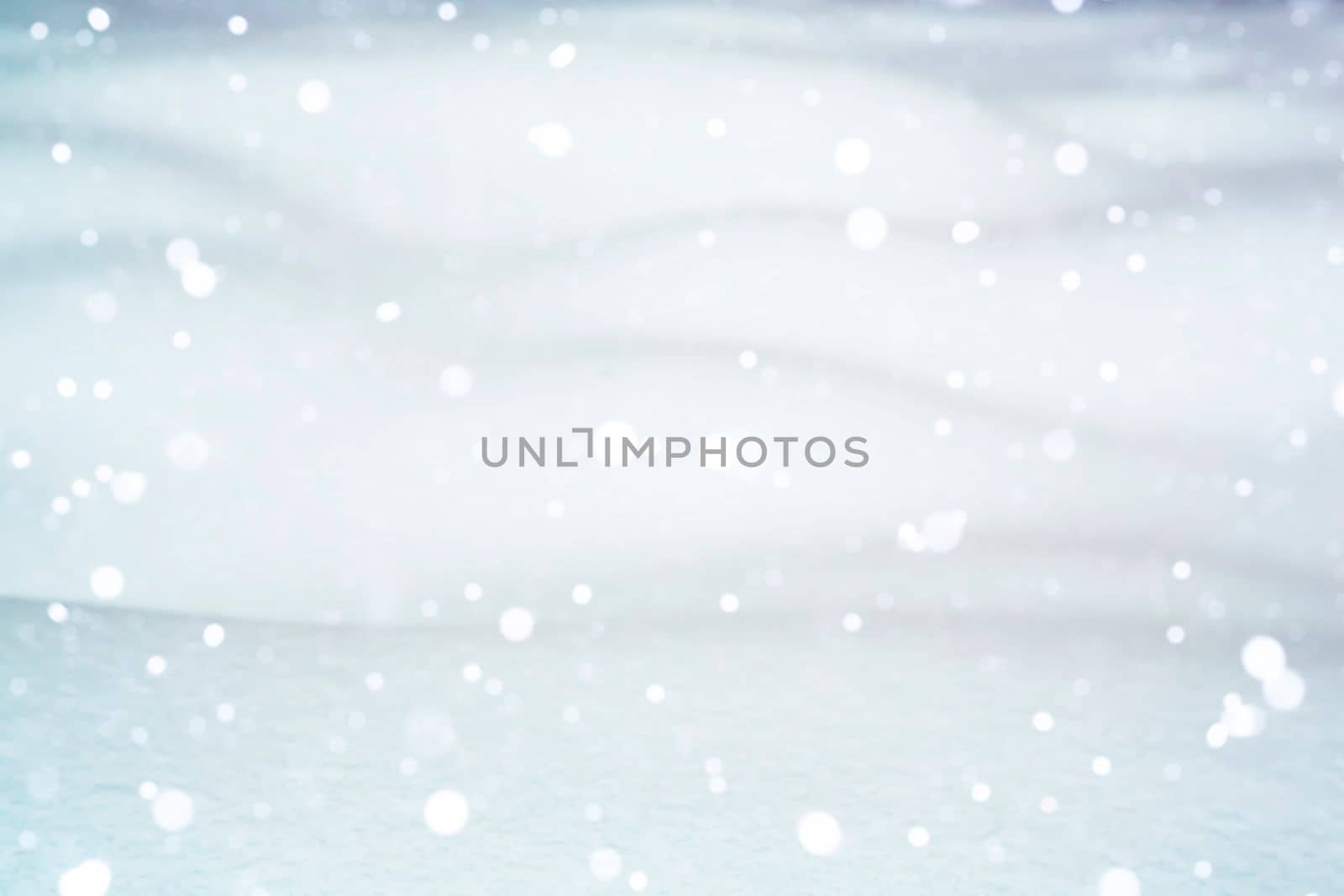 Snowflakes are falling and winter snow. Winter landscape. It's snowing outside. Blank for design with copyspace