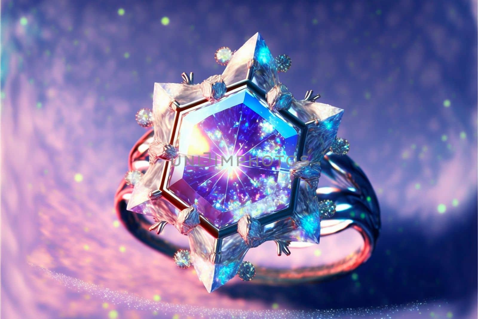 Beautiful ice ring with a crystal inside. High quality illustration