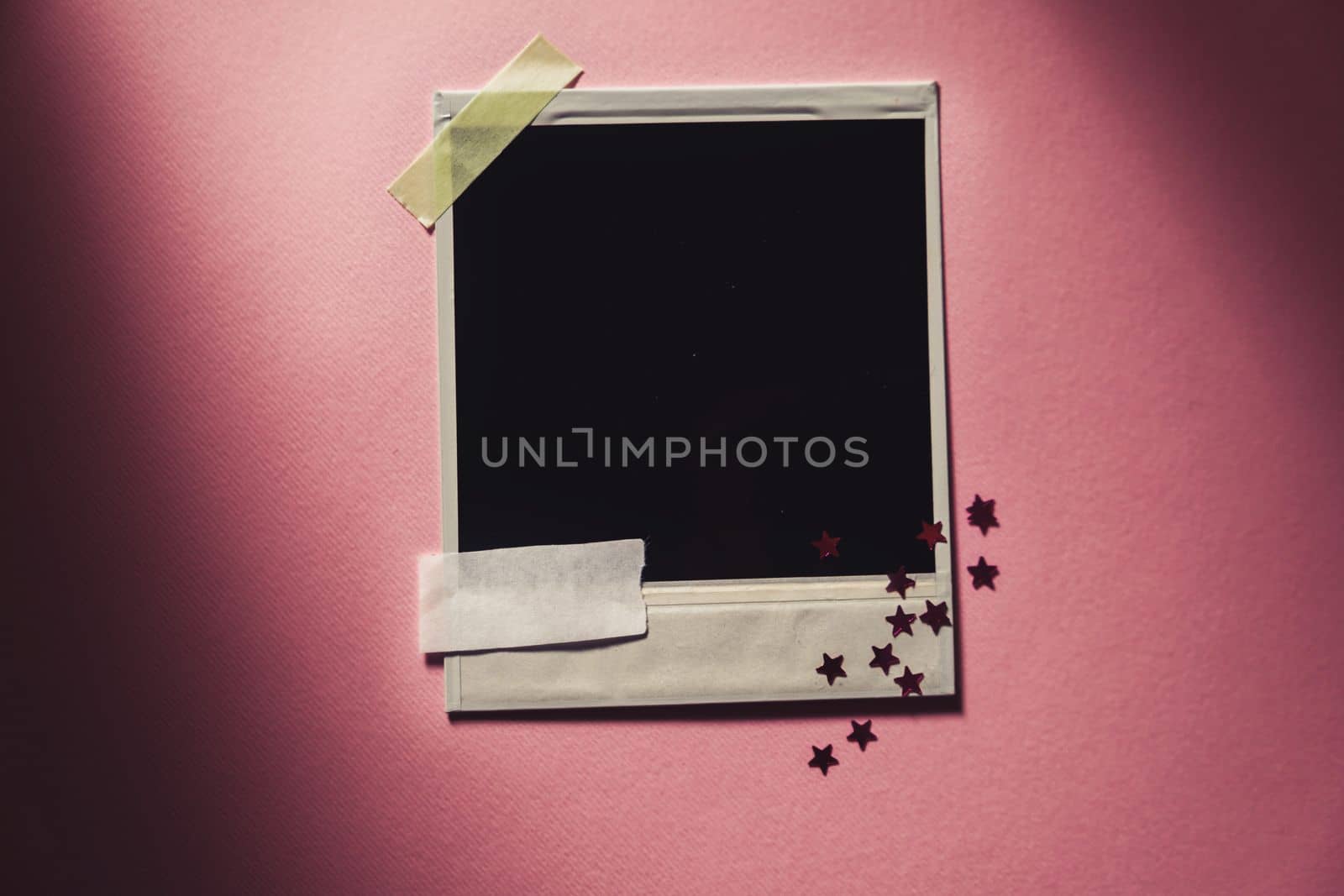 Scrap vintage photo frame. download decorative template memories with space for text. pink background. download image