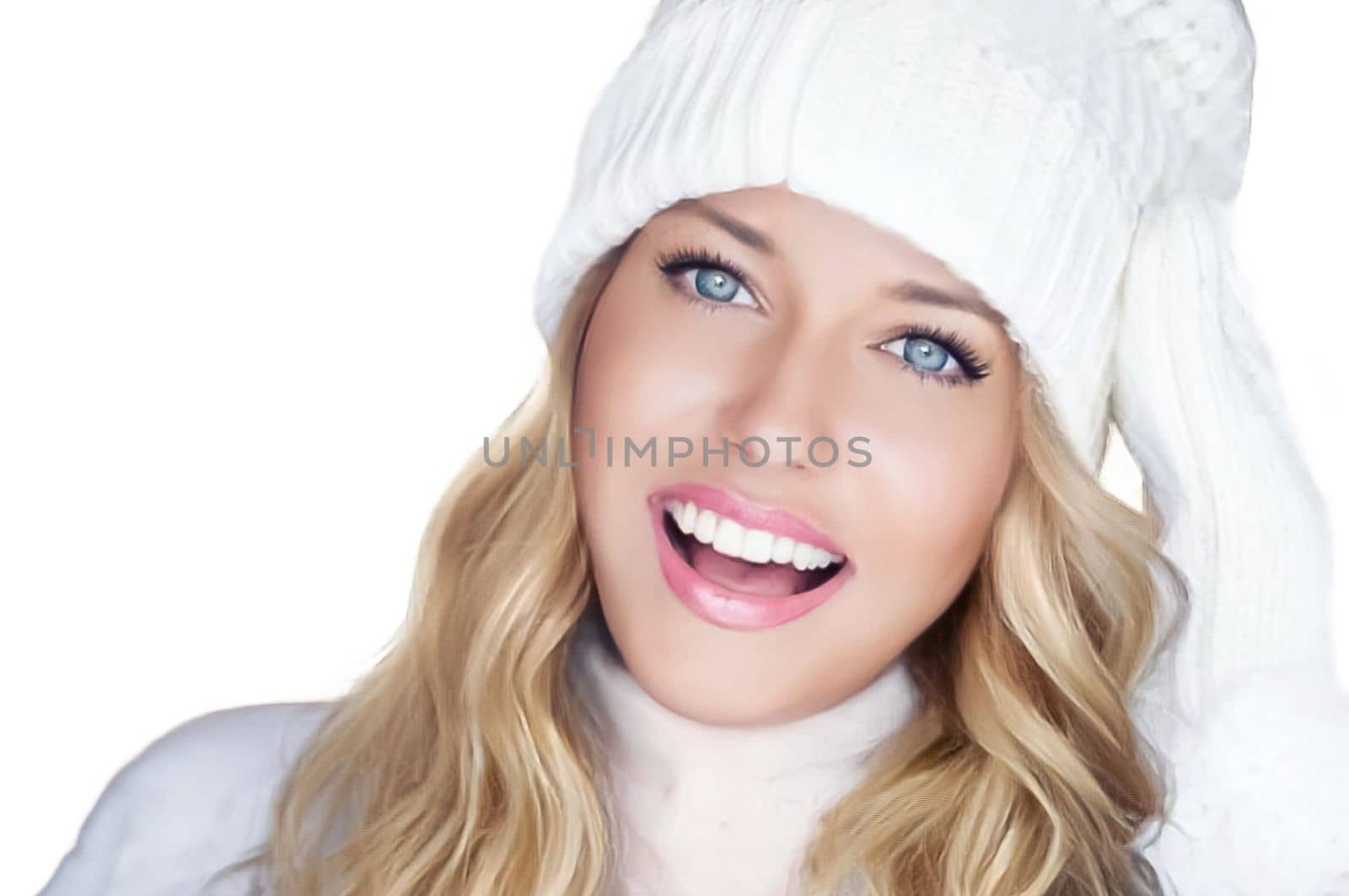 Winter holiday, lifestyle and fashion, beautiful happy woman on isolated white background, Christmas, New Year and holidays portrait by Anneleven