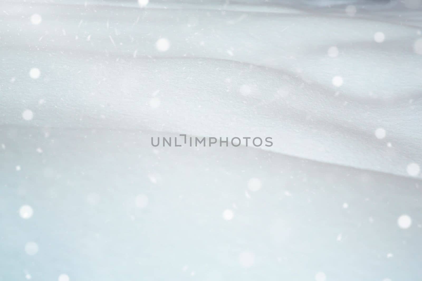Winter landscape. Snowflakes, drifts of snow. At close range. Snowfall. Nature. Recording space, free space. Background.