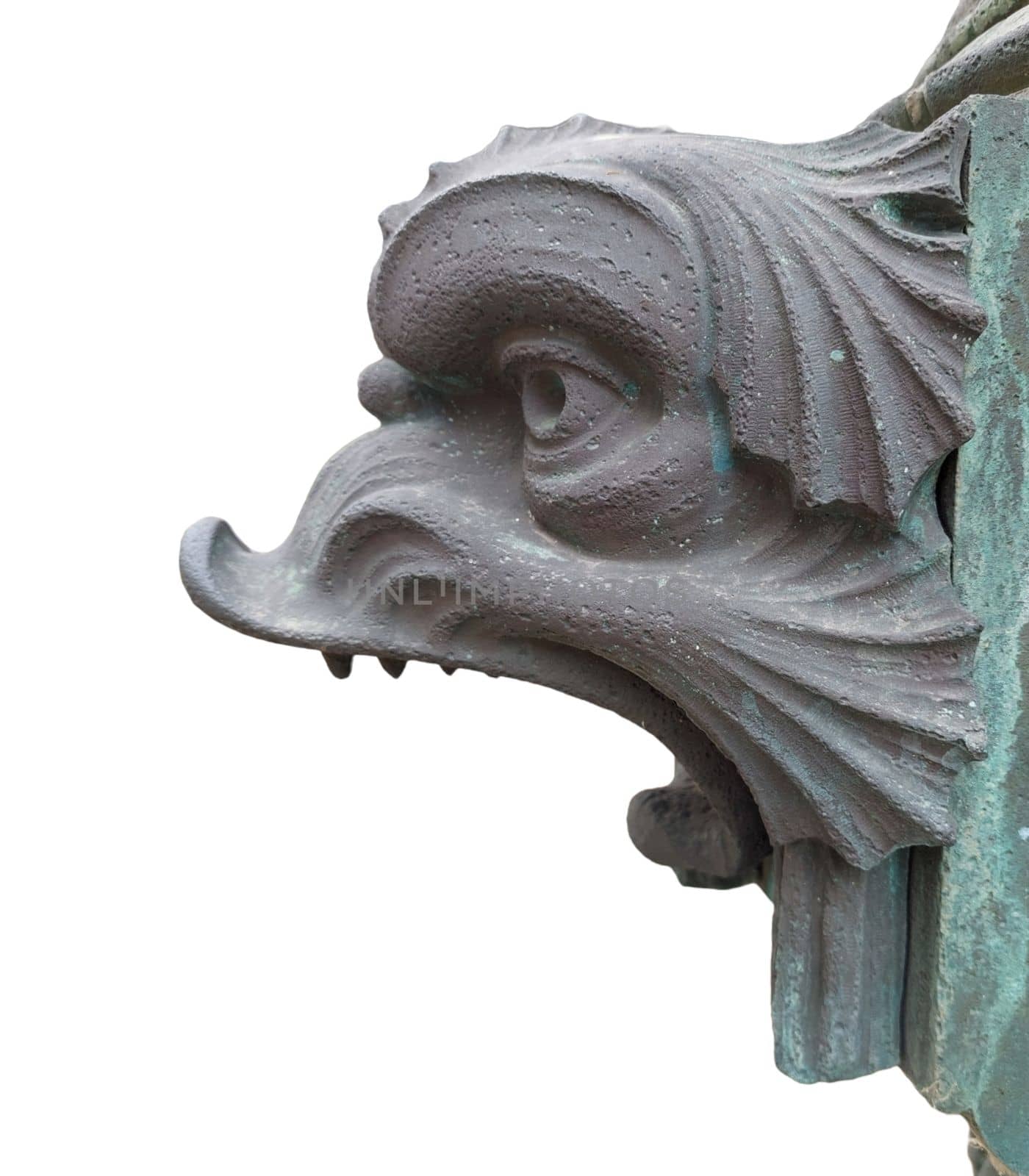 stone fish profile statue on a white isolated background by gallofoto