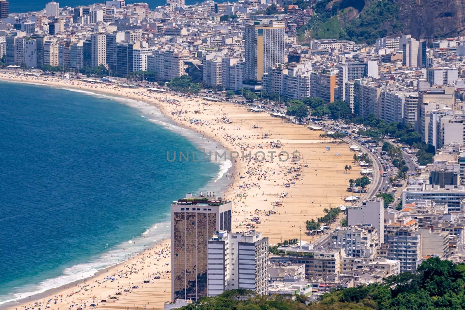 Copacabana beach in Brazil Rio de Janeiro. aerial view