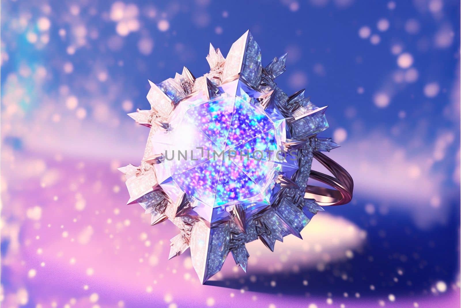 Beautiful ice ring with a crystal inside. High quality illustration