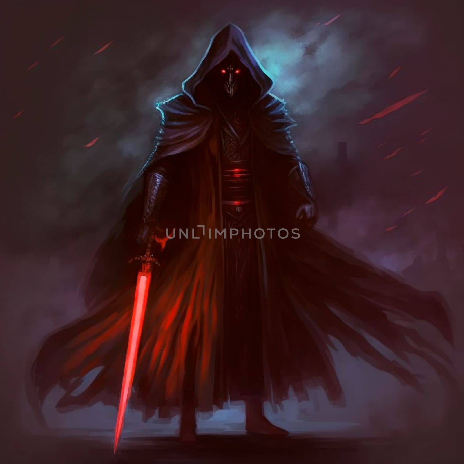 Terrible man with a sword in fantasy style. High quality illustration