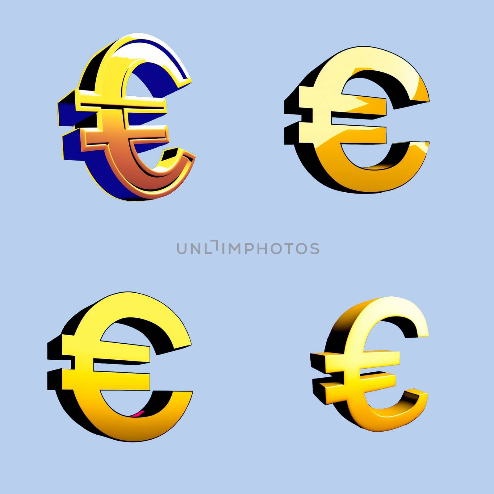 A set of icons with the image of the euro. High quality illustration