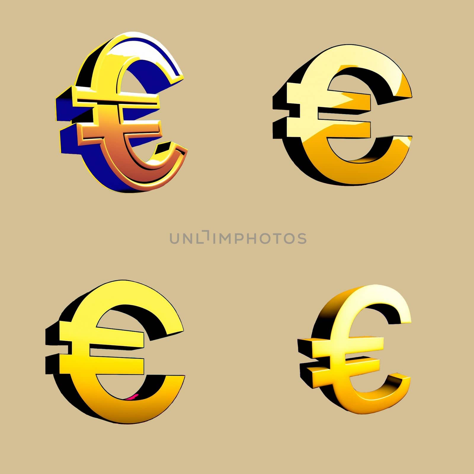 A set of icons with the image of the euro. High quality illustration