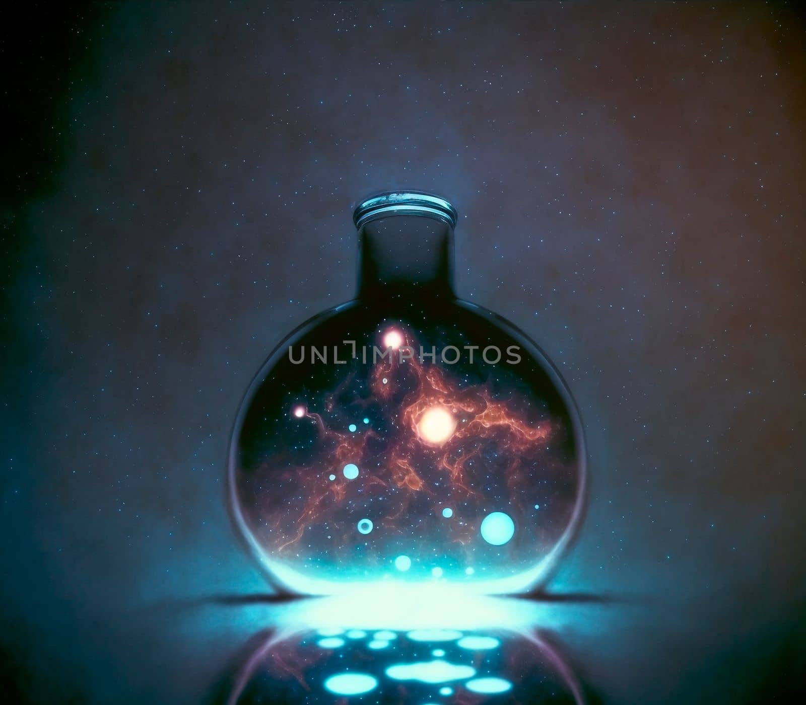 Mystical phial with space. High quality illustration