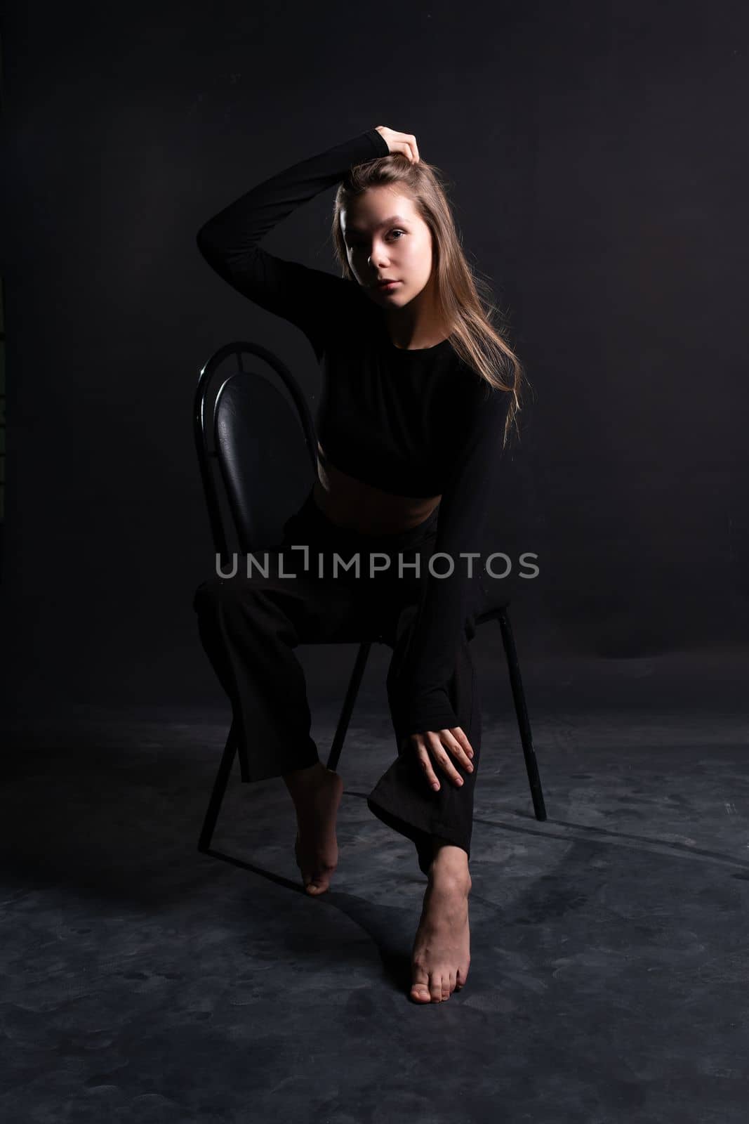 chair girl woman studio beauty young pretty female person attractive black model beautiful by 89167702191