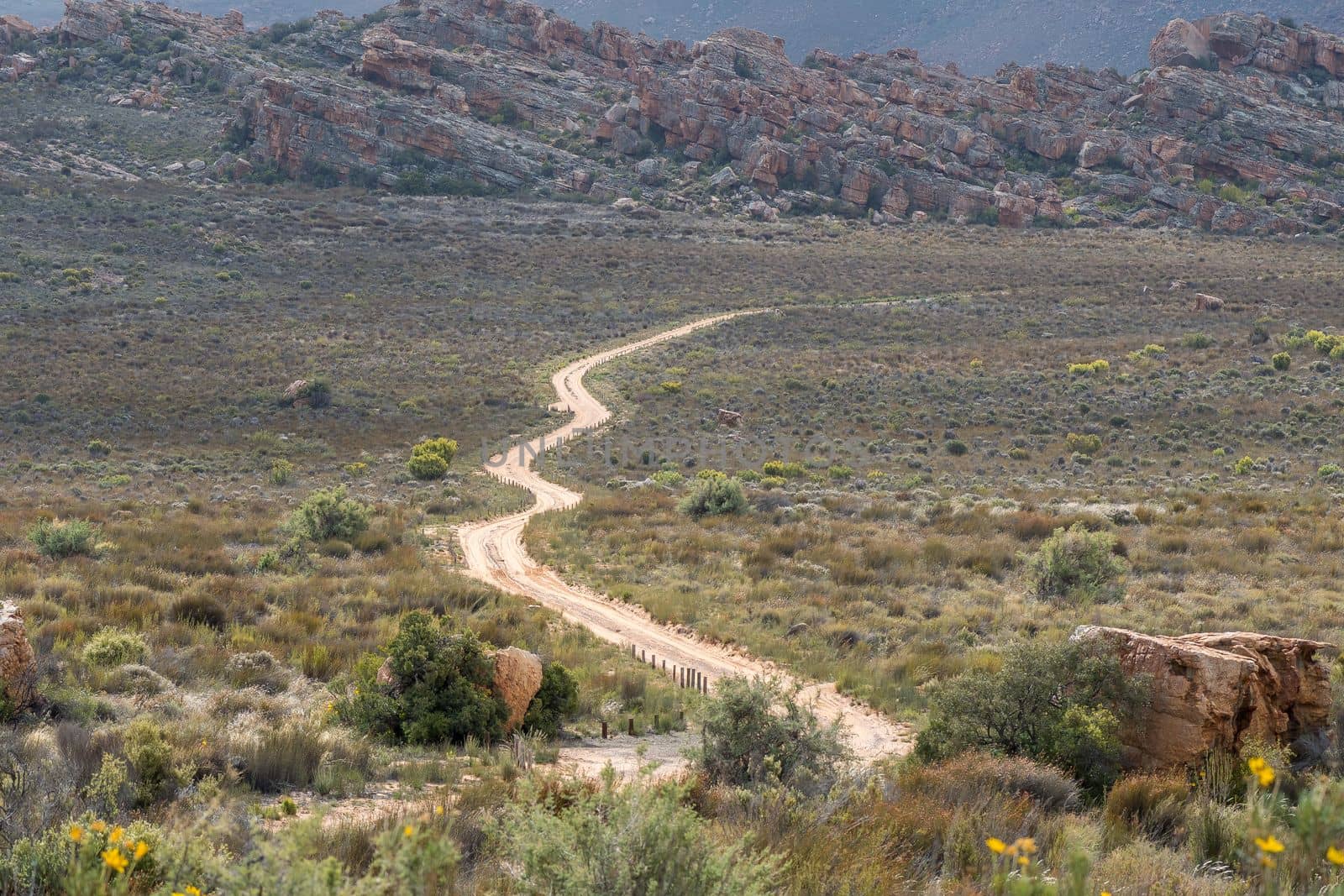 The road from the entrance gate to the Stadsaal Caves in the Western Cape Cederberg