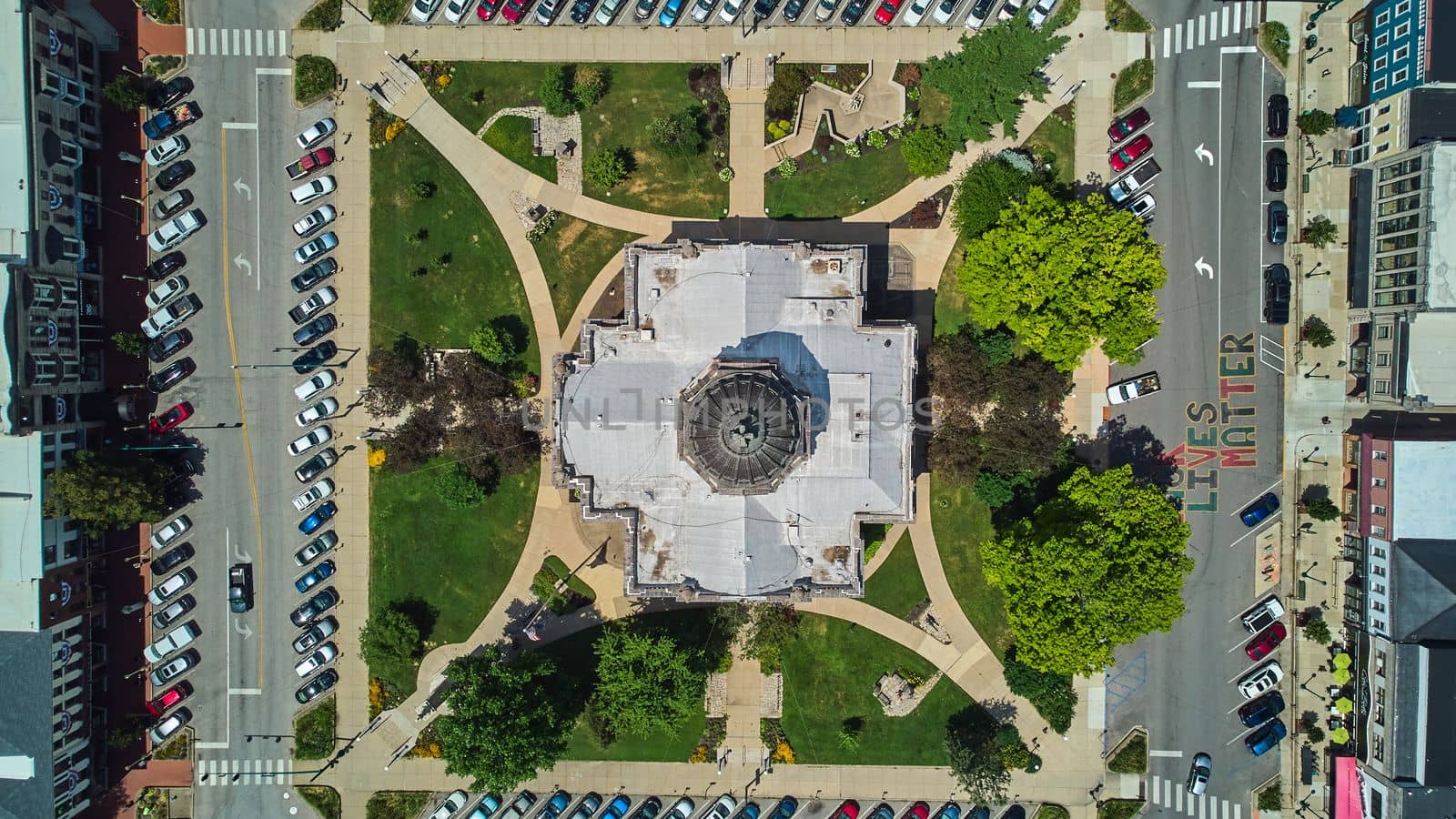 Looking down on Courthouse and The Square in Bloomington Indiana by njproductions