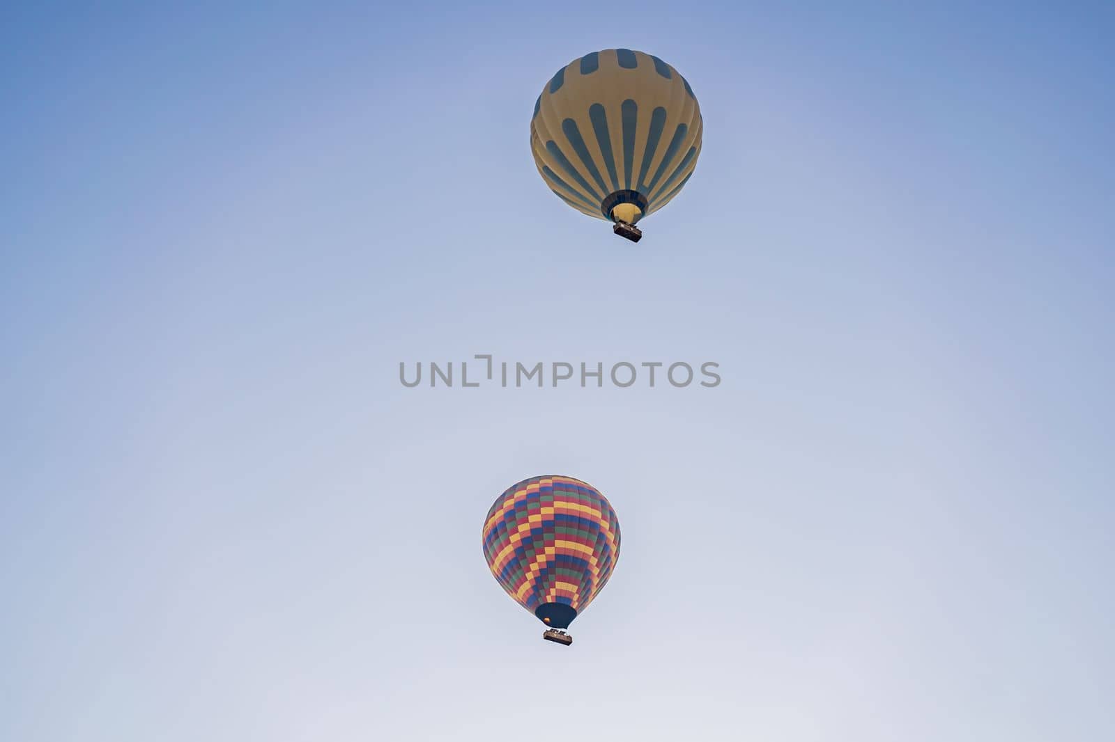 Beautiful hot air balloons over blue sky by galitskaya