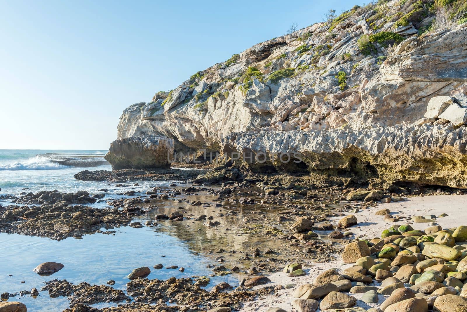 Trail to the back entrance of the Waenhuiskrans Cave near Arniston in the Western Cape Province, accessable only during low tide