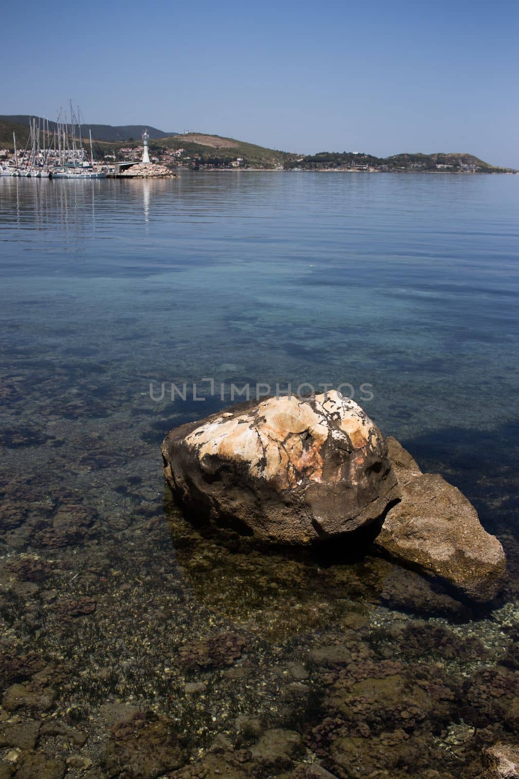 Urla, Turkey - may 12, 2020 : Harbour view in Iskele, Urla. Urla is populer fishing old town in Izmir. by senkaya