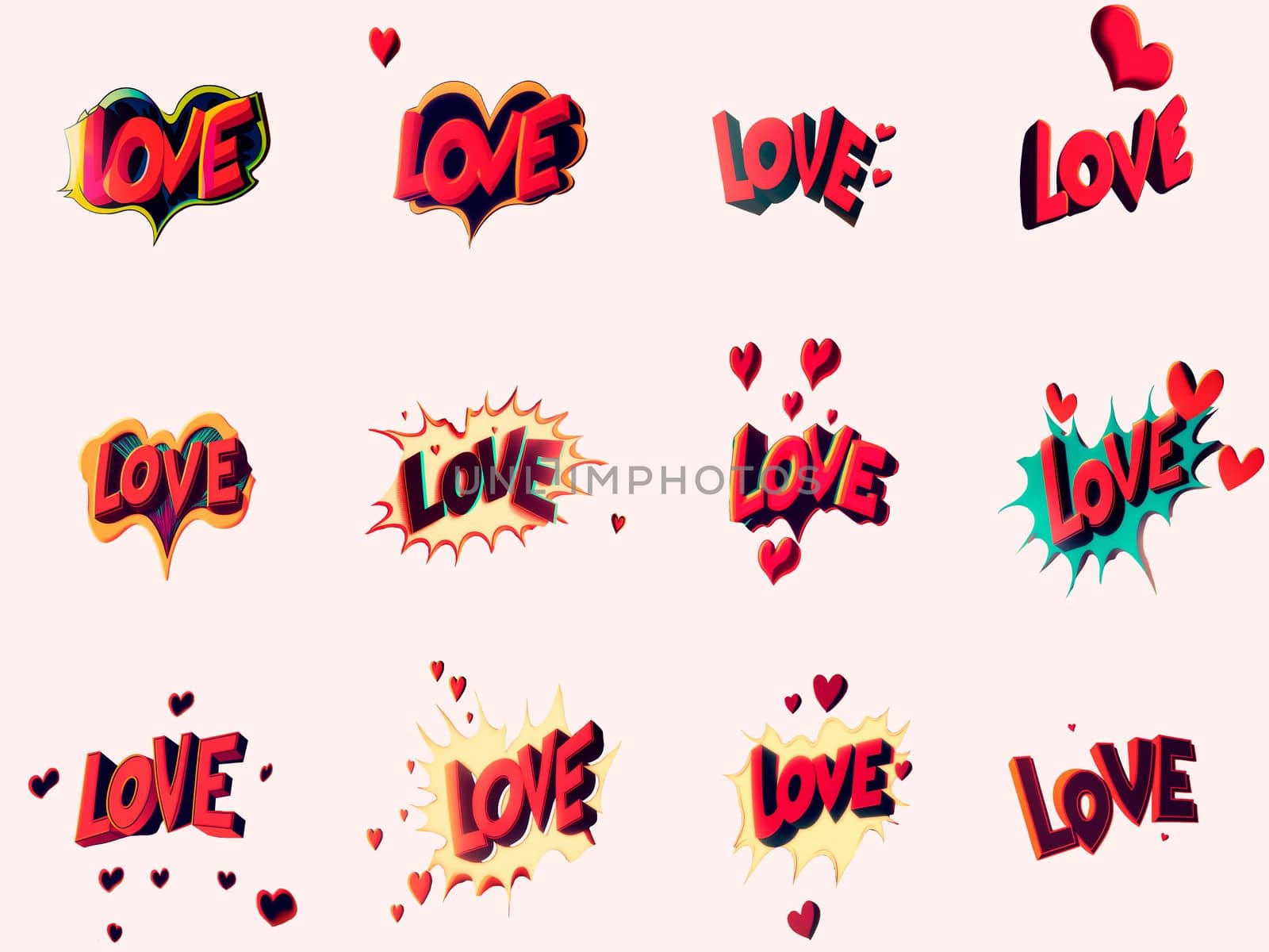 A set of icons with the word Love by NeuroSky