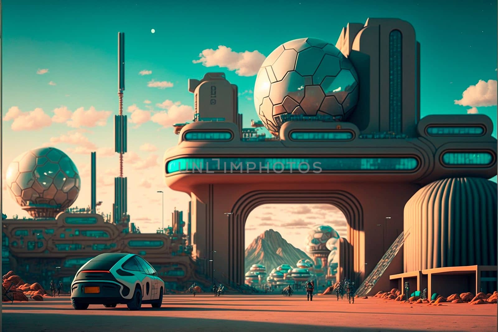 Beautiful futuristic city of the future, high technology city by NeuroSky