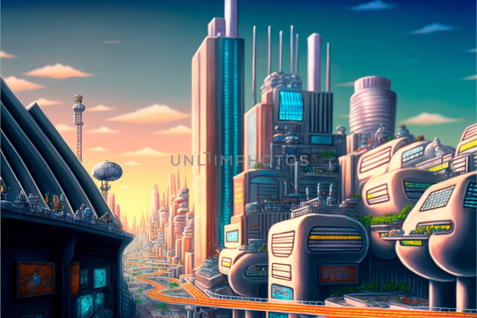 Beautiful futuristic city of the future, high technology city by NeuroSky