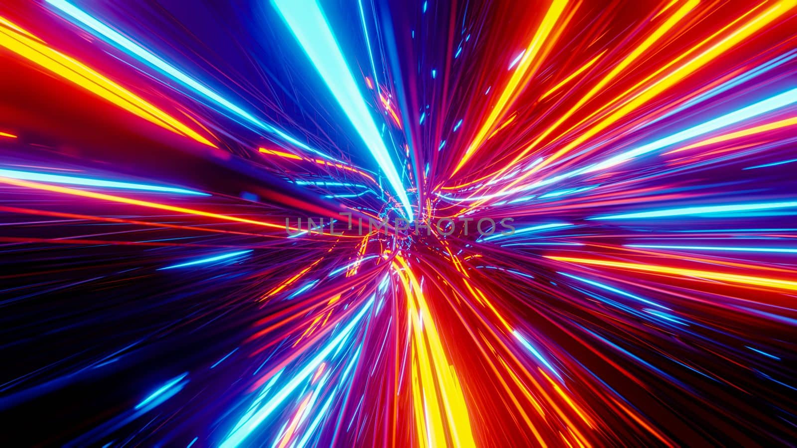 Flying inside the cable. 3D rendering illustration..