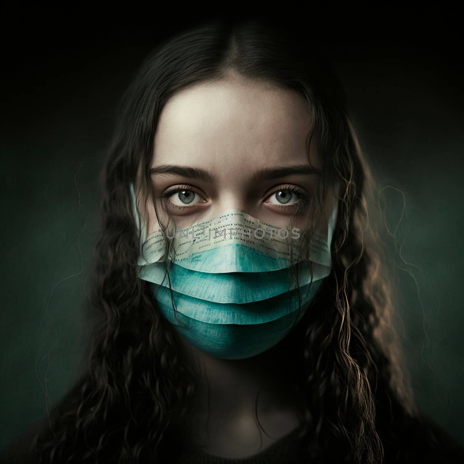 Image of a girl in an antiviral mask. High quality illustration