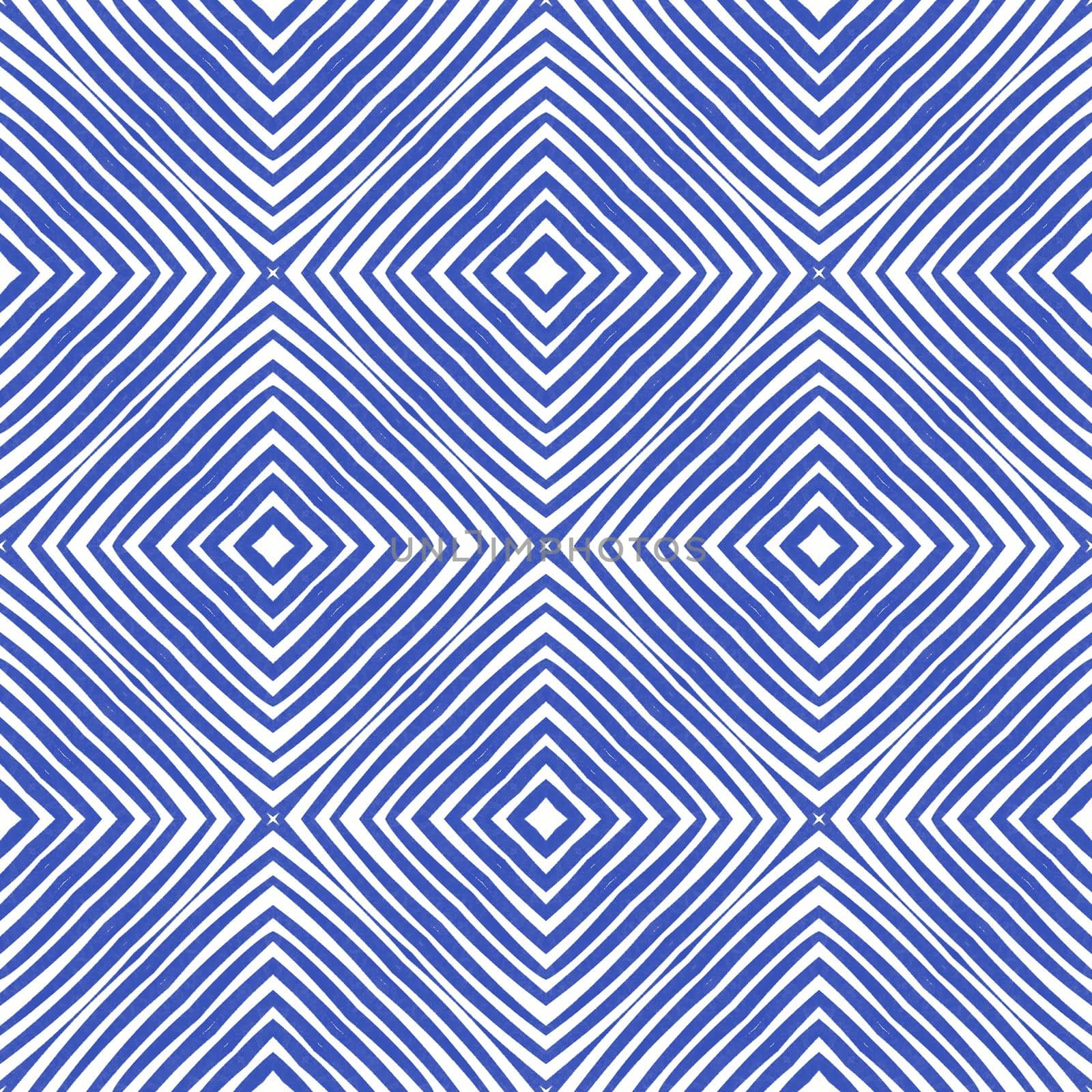 Textured stripes pattern. Indigo symmetrical kaleidoscope background. Trendy textured stripes design. Textile ready fine print, swimwear fabric, wallpaper, wrapping.