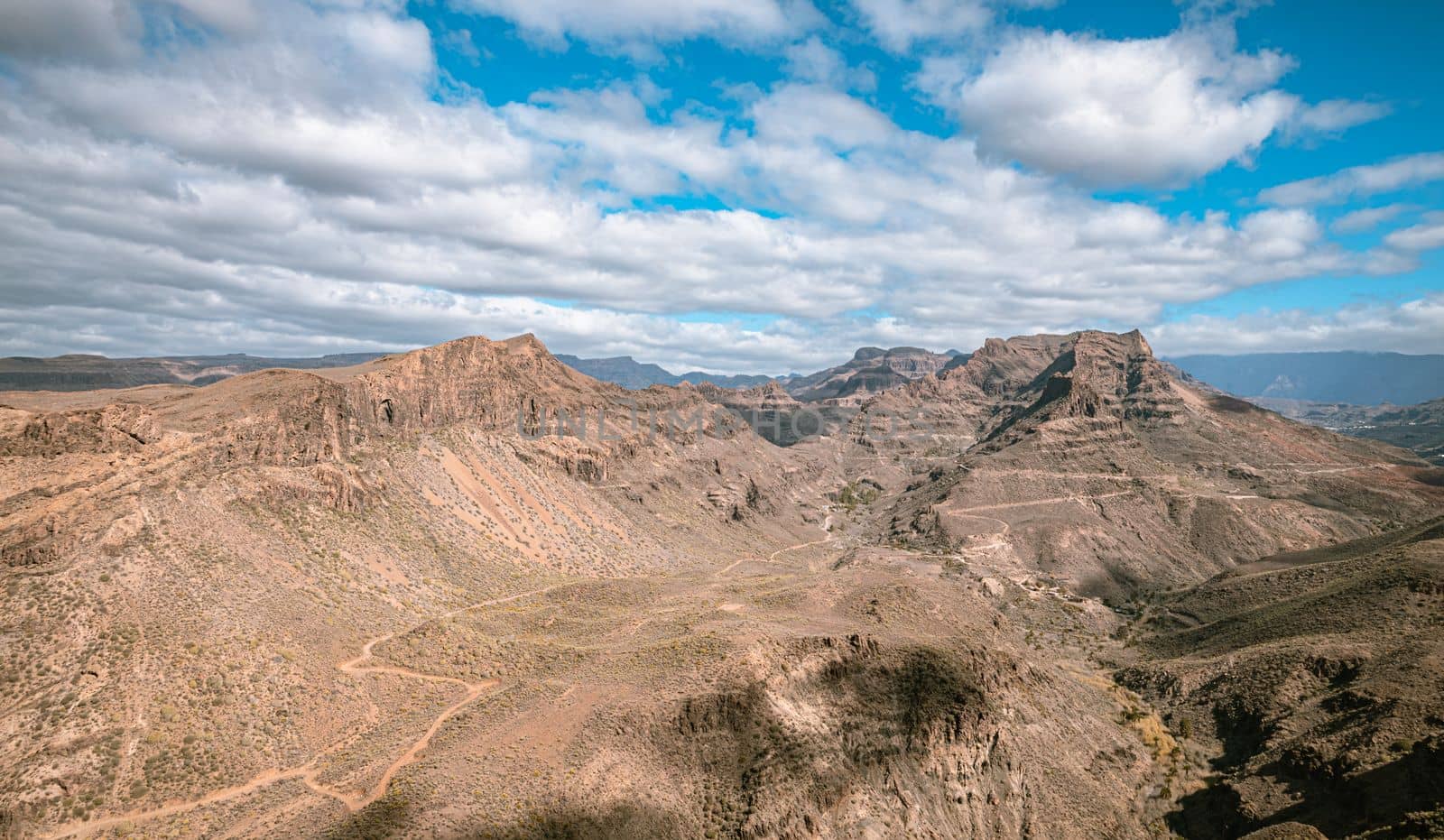 Mountain landscape panorama on the island Gran Canaria - a breathtaking view. High-quality photo