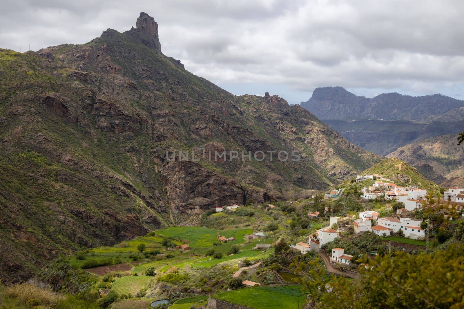 Scenic View Of Roque Nublo at Gran Canaria, Canary Islands, Spain. High-quality photo