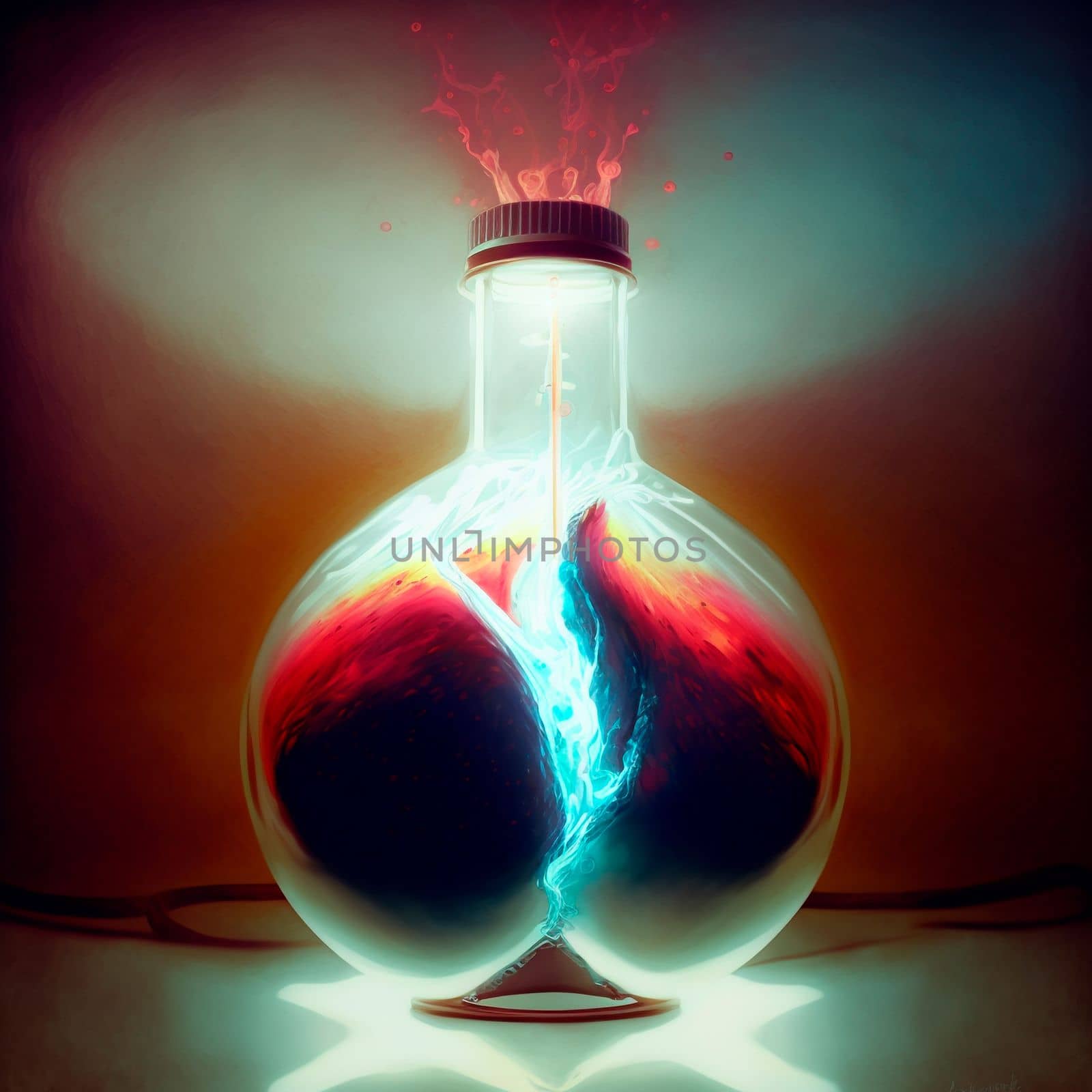 Abstract image of a phial with a magic potion. High quality illustration