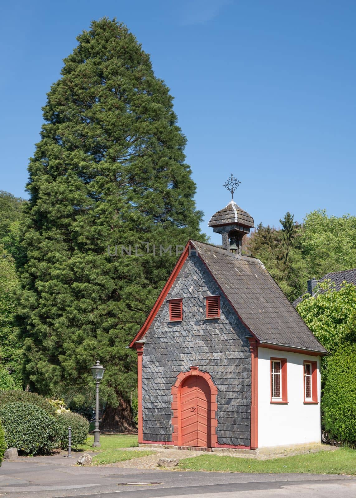 Small chapel in the center of village Odenthal, Bergisches Land, Germany