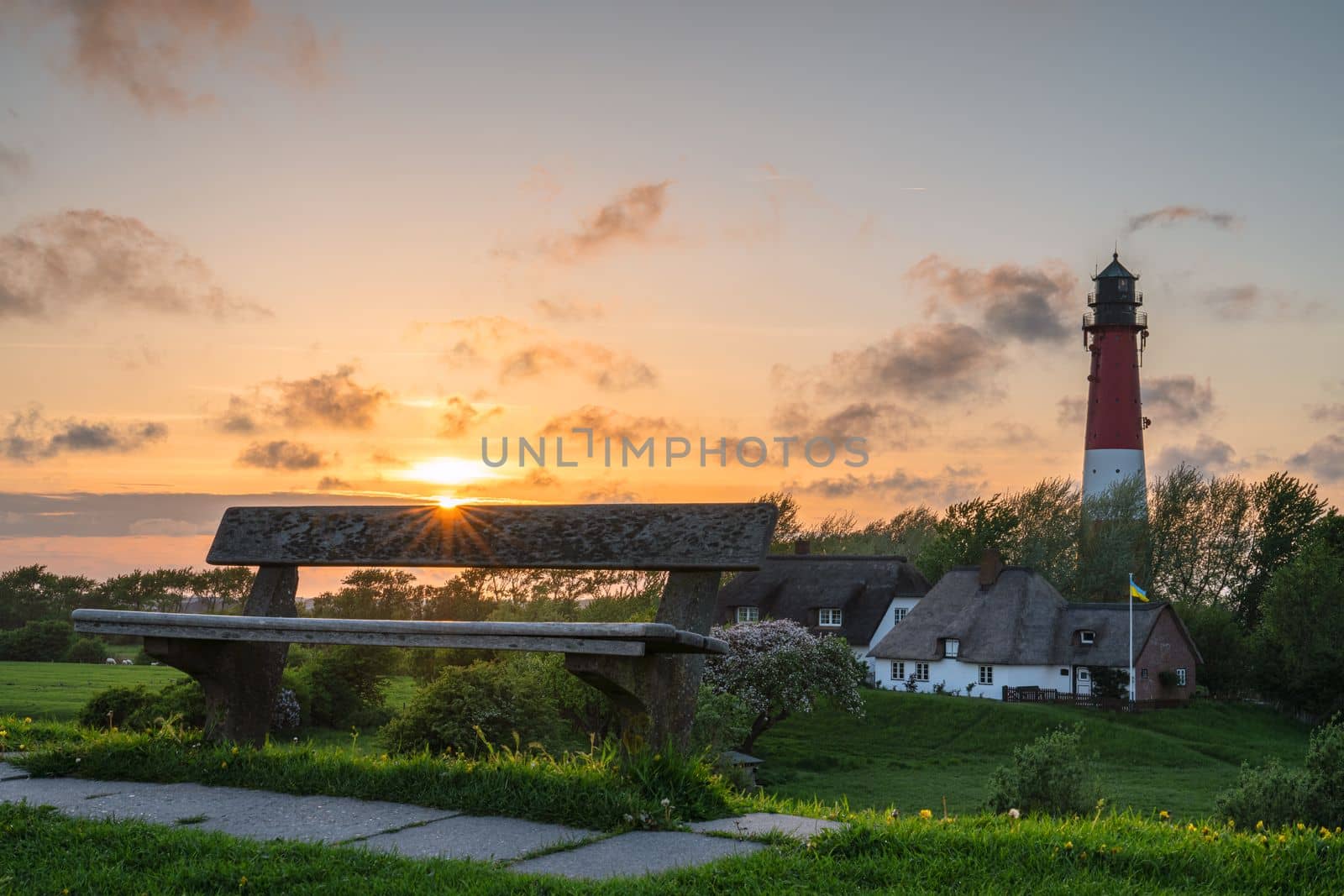 Panoramic image of Pellworm lighthouse against sky, North Frisia, Germany 