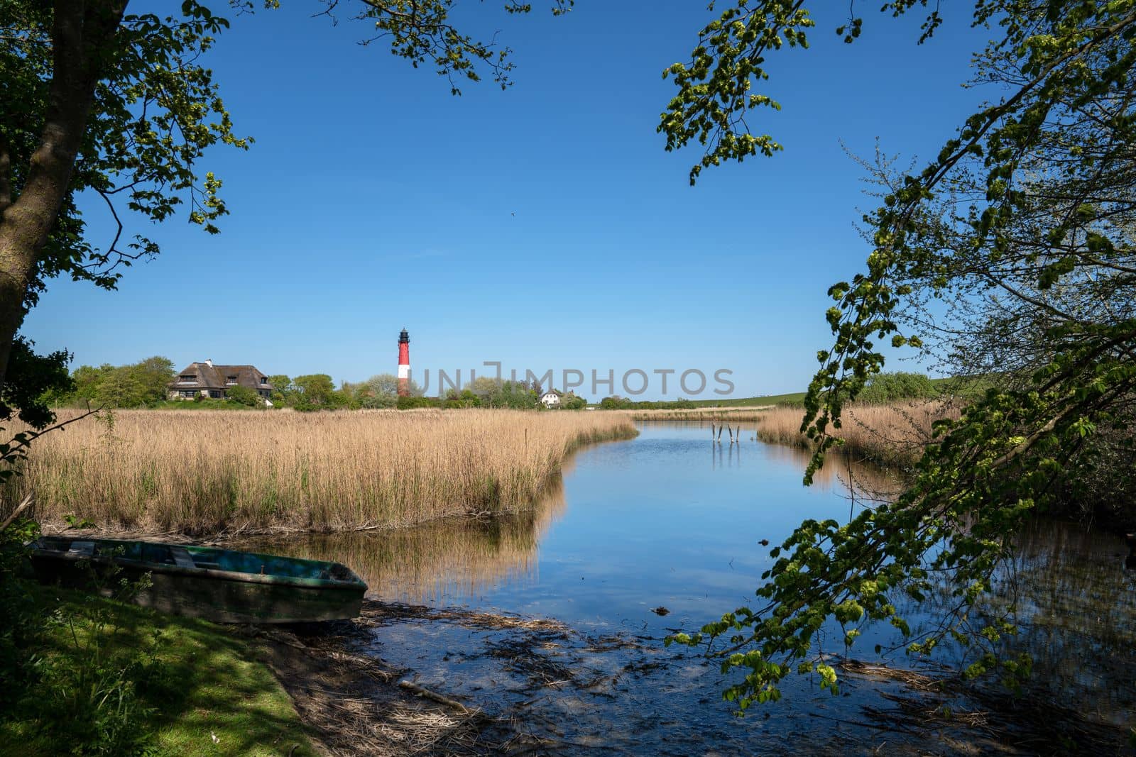 Panoramic image of Pellworm lighthouse against sky, North Frisia, Germany 