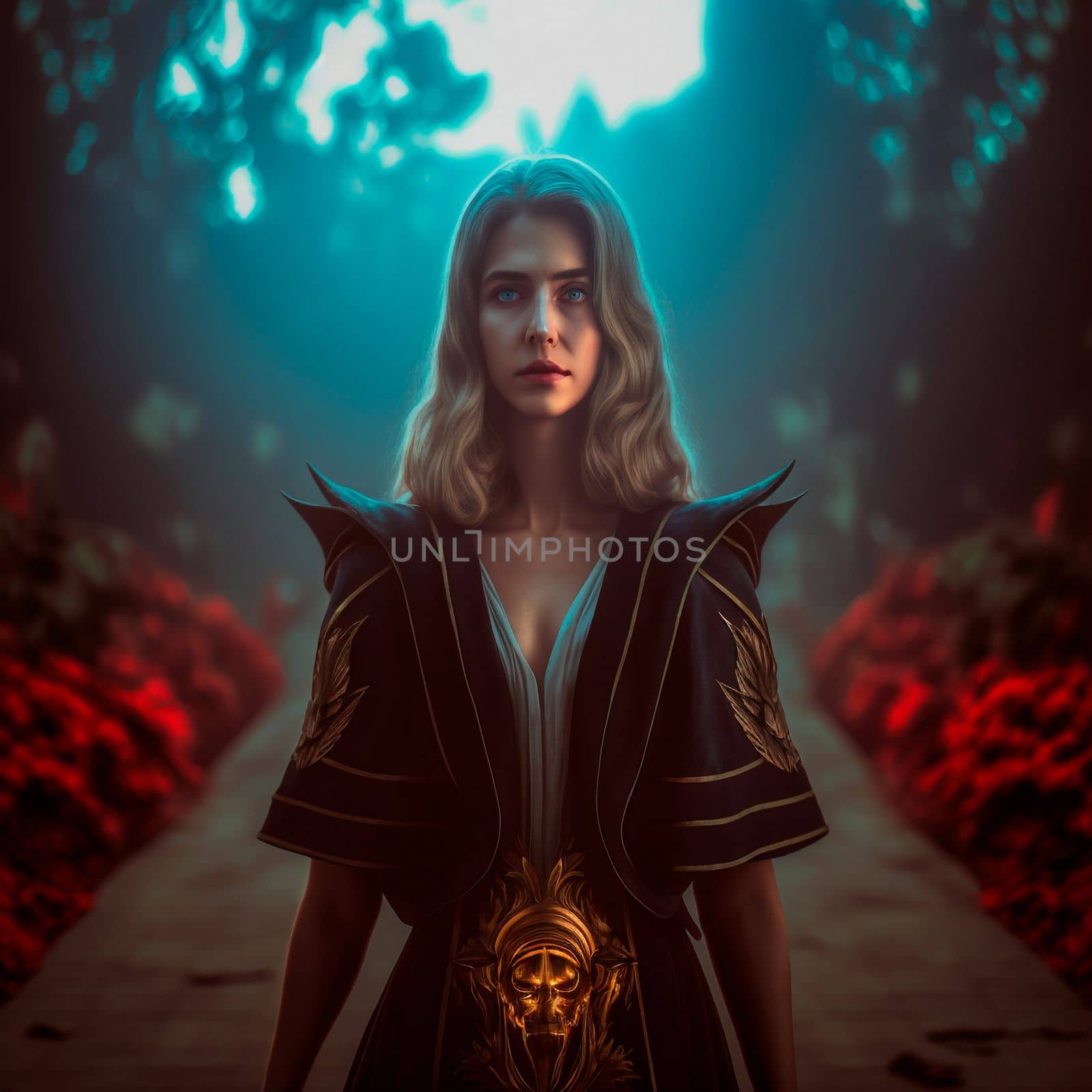 Mysterious girl in black robe. High quality illustration