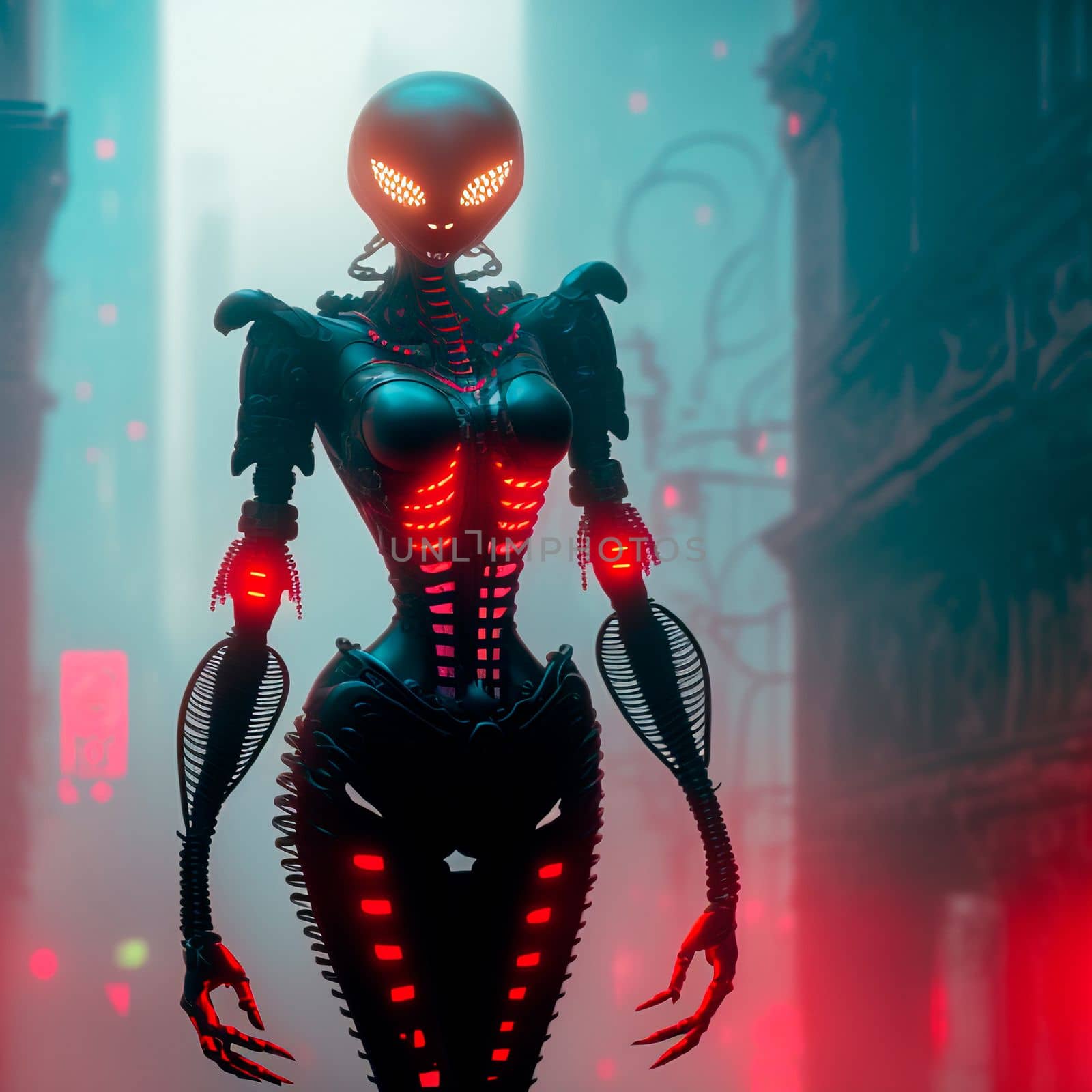 Monster cyborg in dystopian and cyberpunk styles by NeuroSky