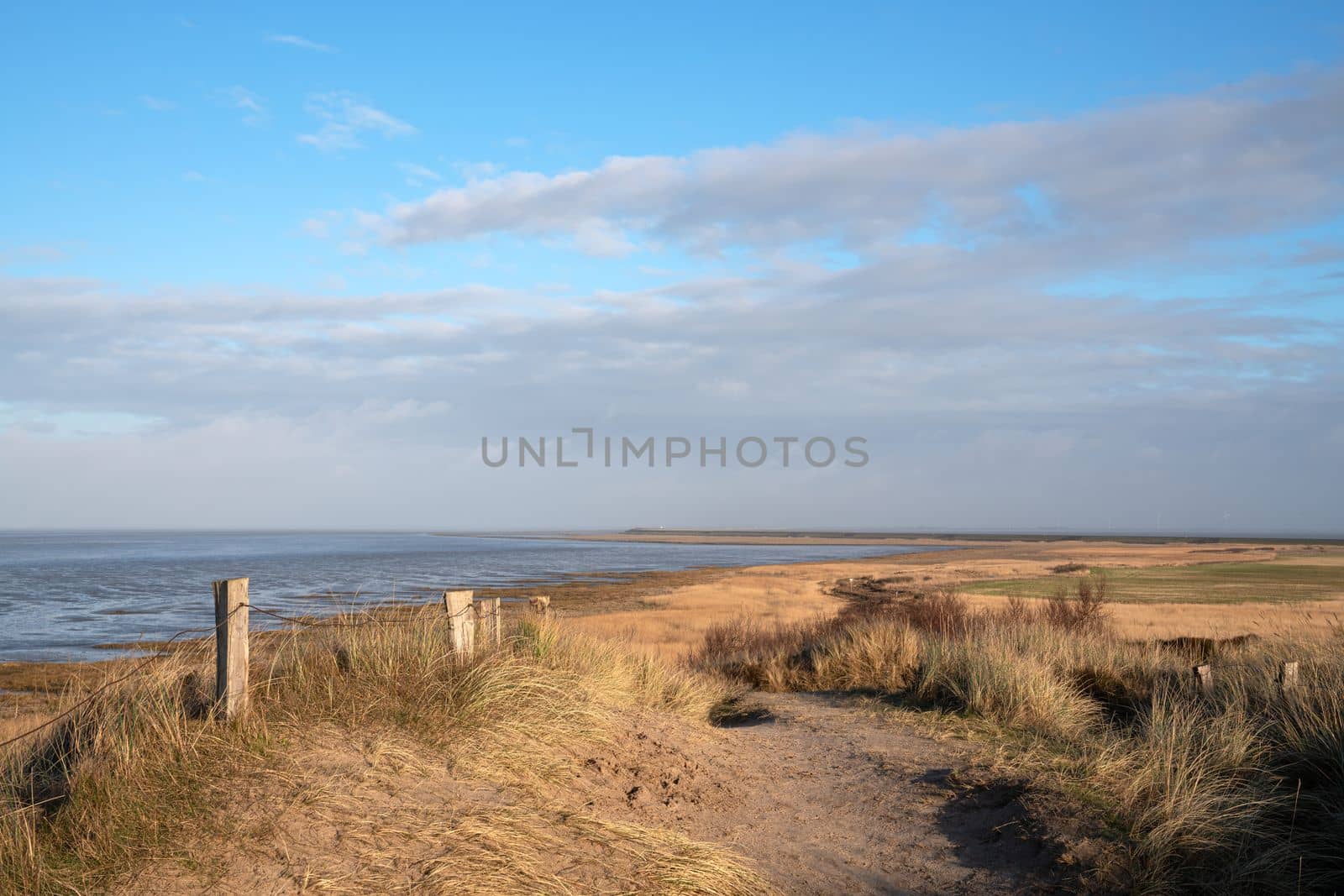 Panoramic image of the landscape along shore of Sylt, North Frisia, Germany 