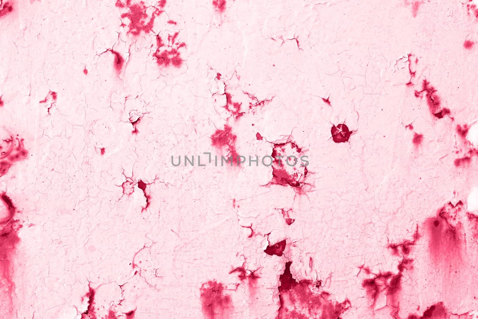 Viva Magenta wall with dirty scratches and metal stains. Metal rust monochrome background. High quality photo