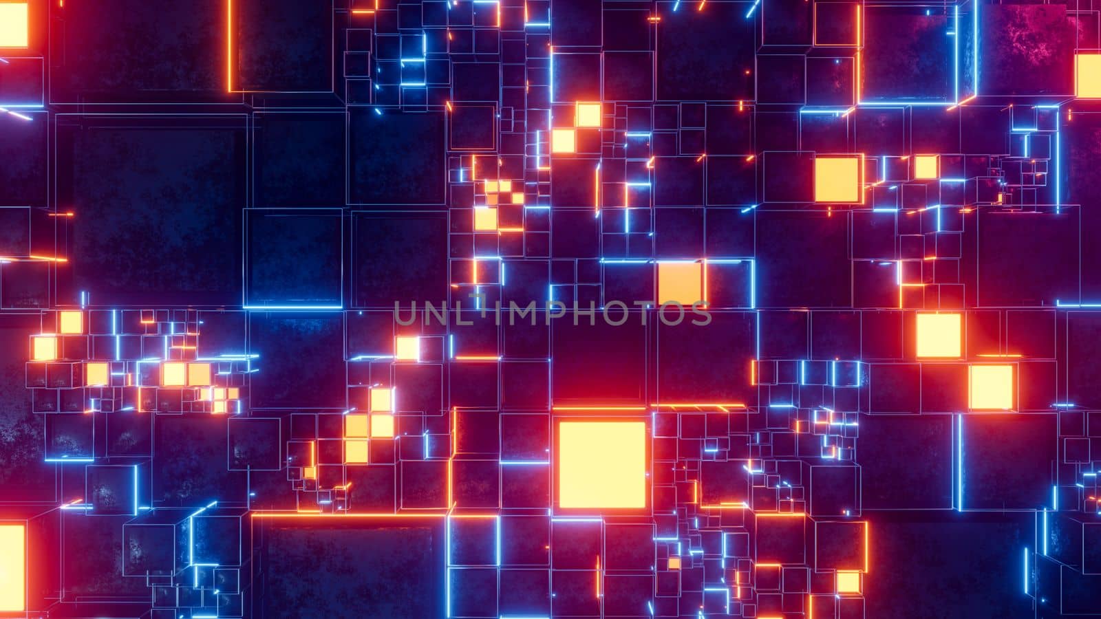 Colorful cubes and squares background. 3D rendering illustration.
