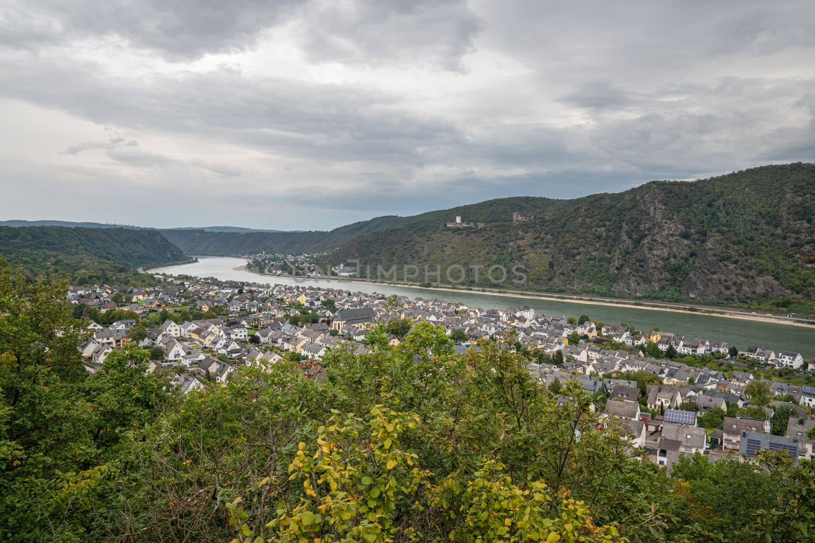Panoramic image of Boppard close to the Rhine river, Rhine valley, Germany