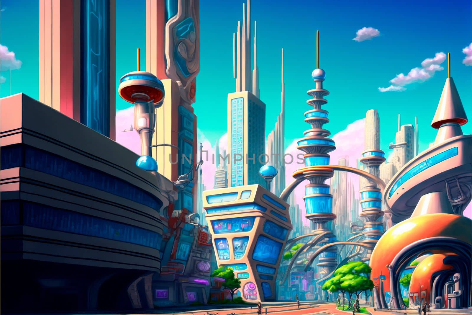 Beautiful futuristic city of the future, high technology city by NeuroSky