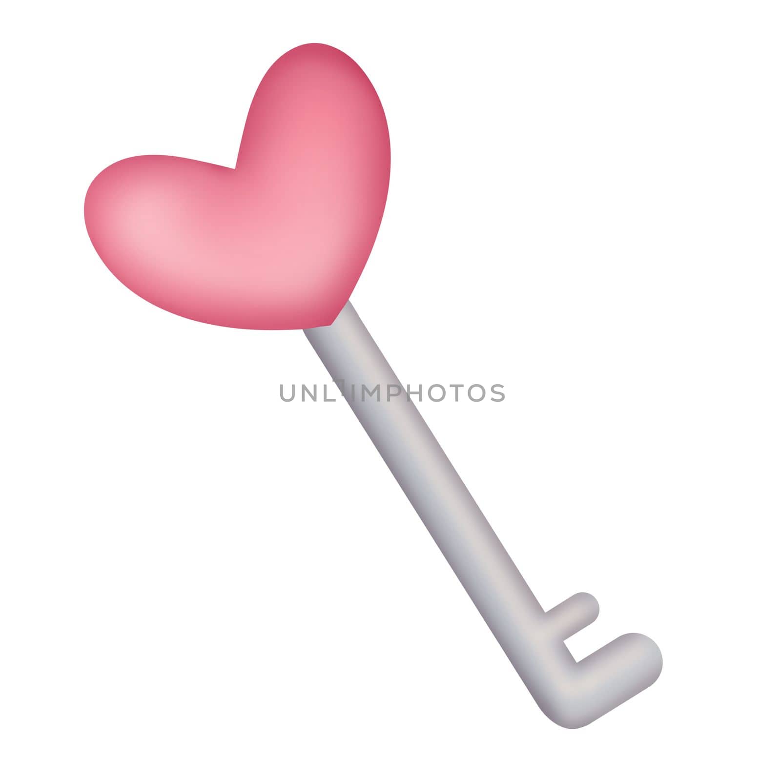 Metal key with pink heart by Dustick